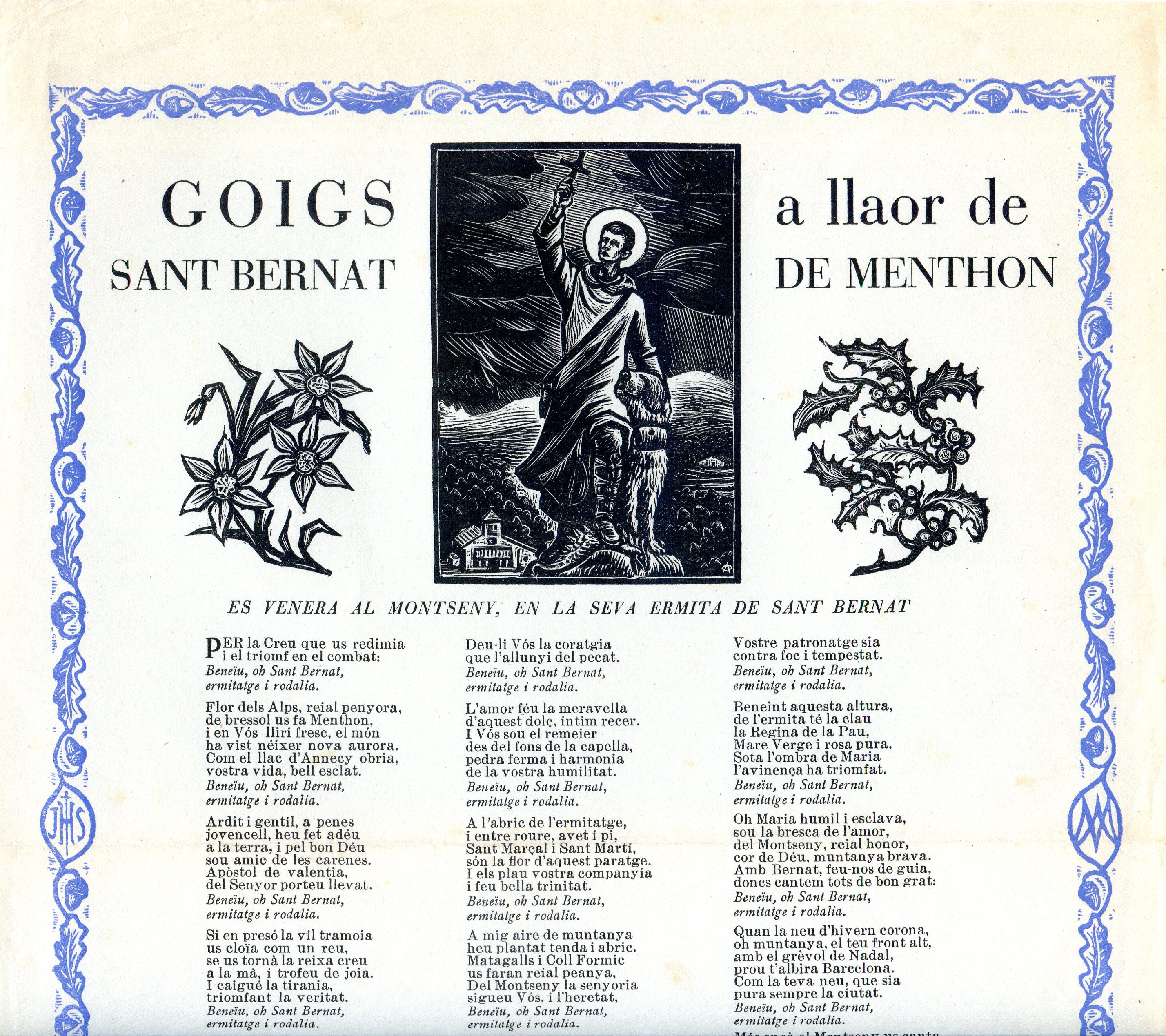 Goigs a llaor de Sant Bernat de Menthon : Es venera al Montseny, en la seva ermita de Sant Bernat - Miniatura 2