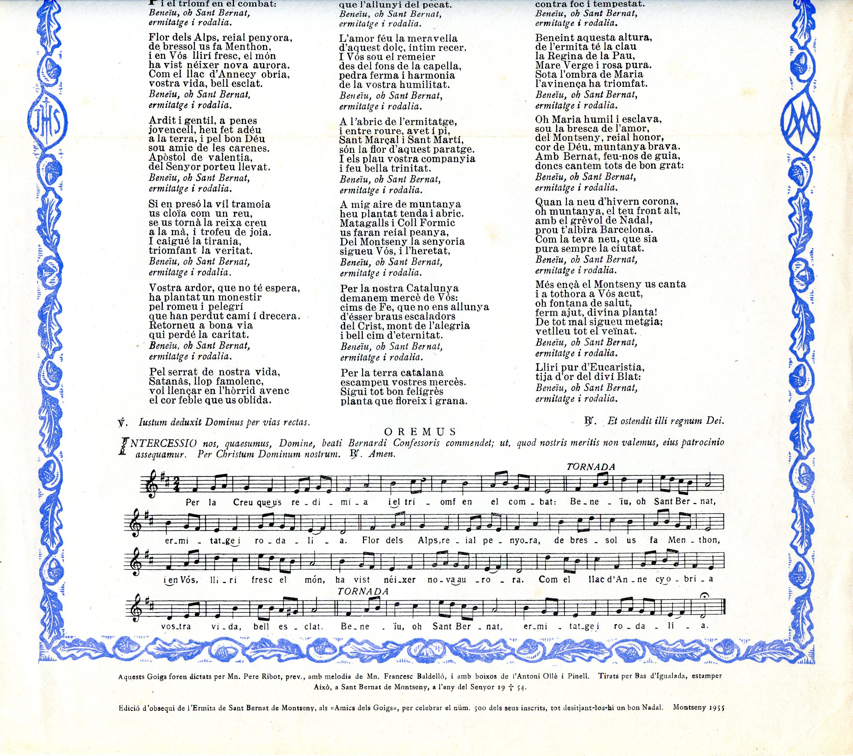 Goigs a llaor de Sant Bernat de Menthon : Es venera al Montseny, en la seva ermita de Sant Bernat - Miniatura 3