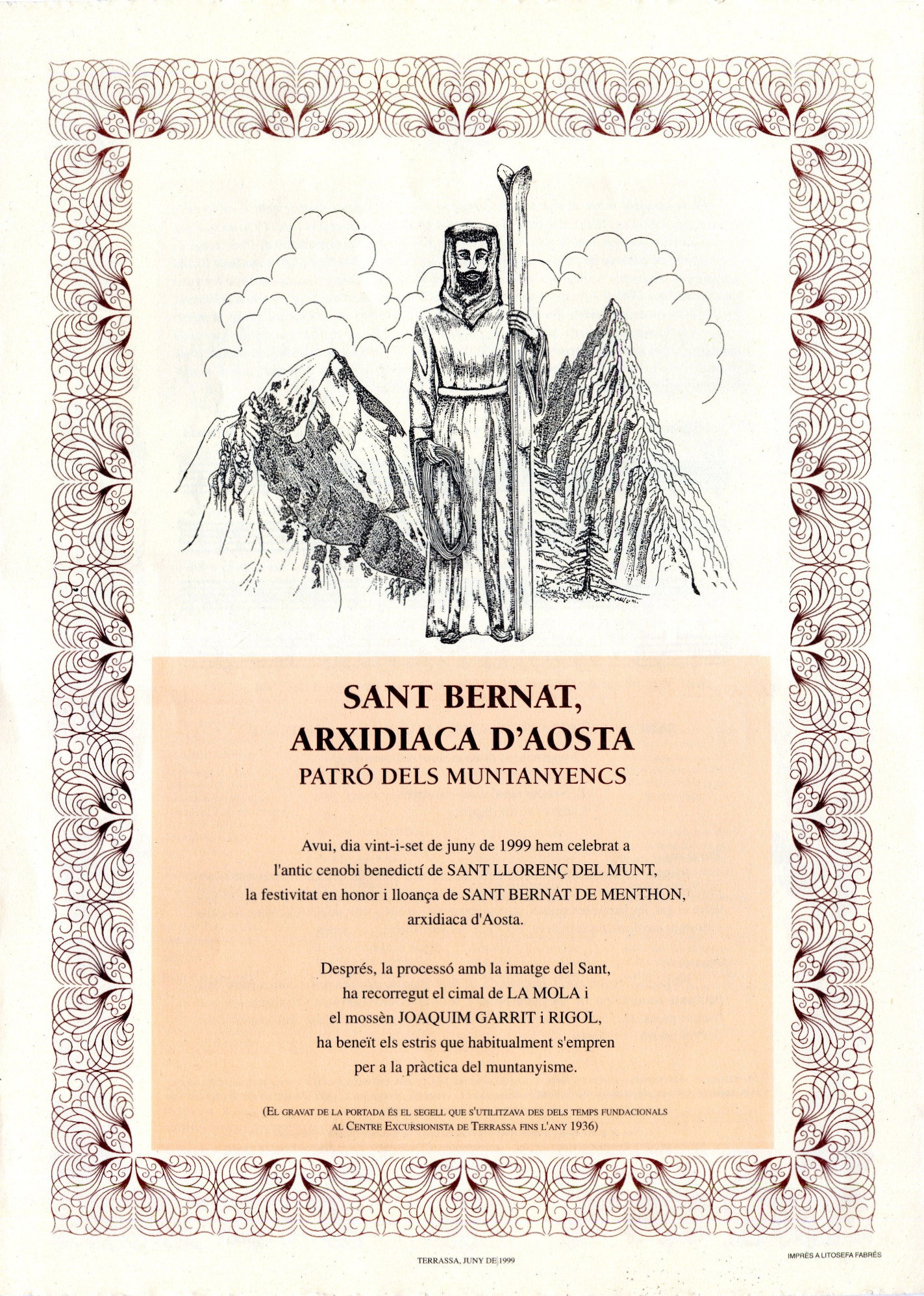 Goigs en honor i lloança de Sant Bernat de Menthon arxidiaca d'Aosta patró dels muntanyencs - Miniatura 4