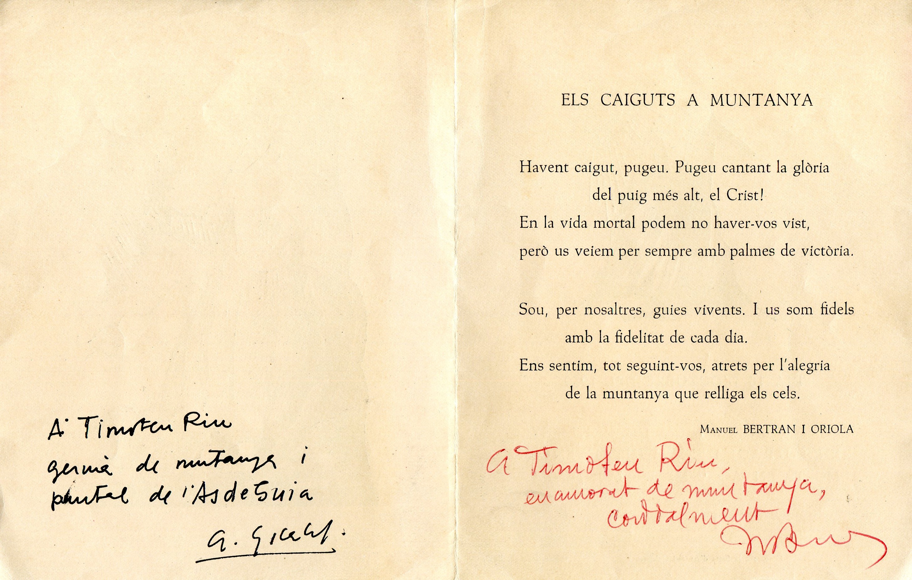 Sant Bernat : Atrets per l'alegria de la munatanya que relliga al cel : Missa a sant Marçal del Montseny en sufragi dels muntanyencs morts en acident de muntanya : Dia 18 d'octubre del 1959 - Miniatura 2