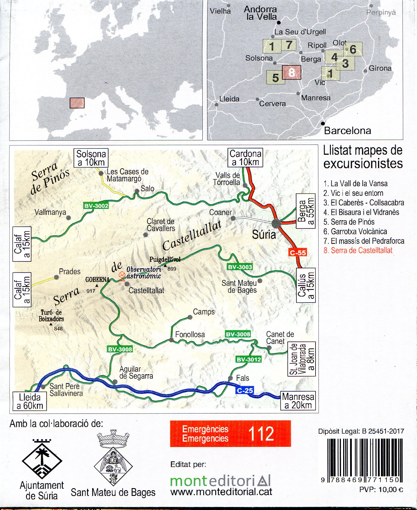 Serra de Castelltalllat : Outdoors map / Mapa excursionista : Classic and new routes / Clàssiques i noves rutes - Miniatura 2