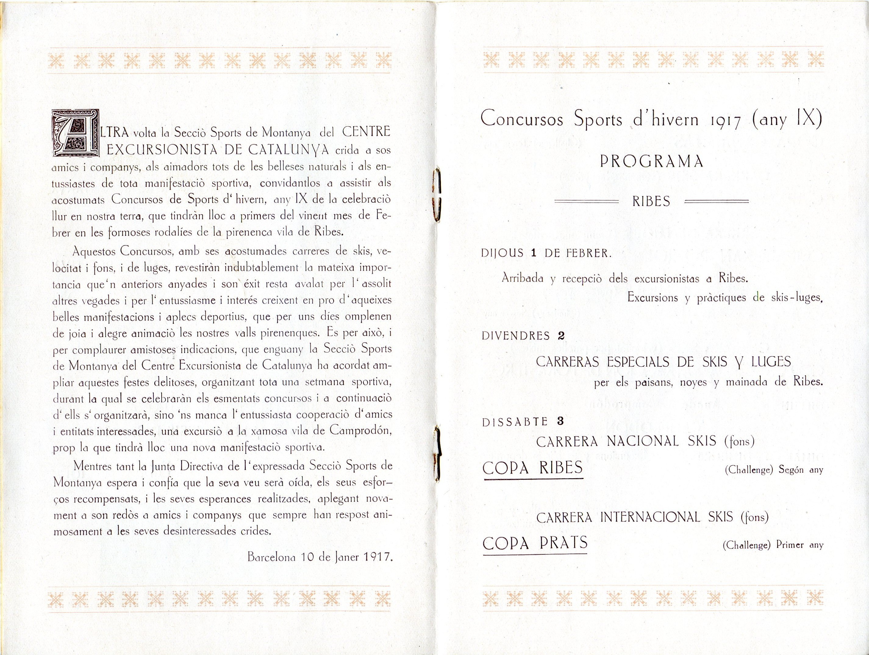 Gran Setmana Sportiva : Ribes-Camprodon : Concursos de Sports d'Hivern : Any IX : Carreres de skis y luges, excursions y exercissis deportius - Miniatura 3