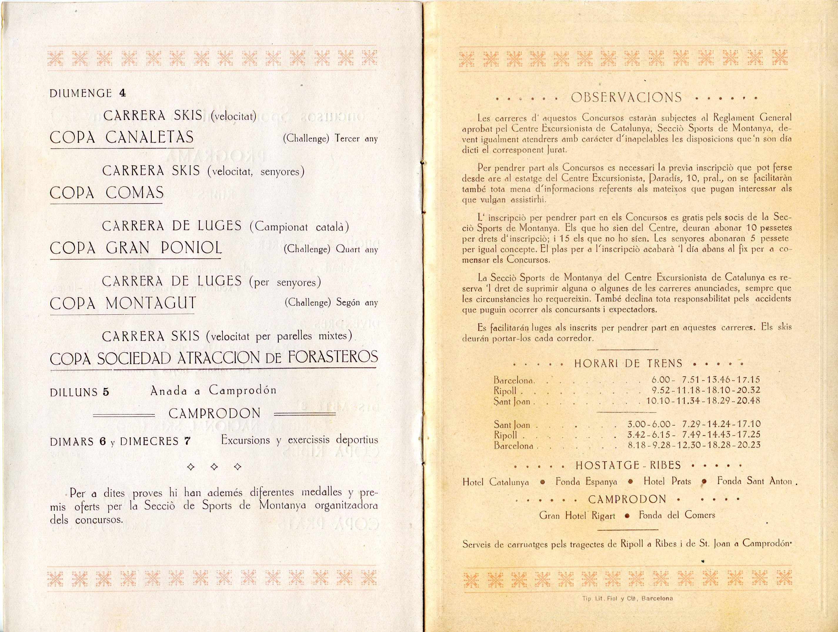 Gran Setmana Sportiva : Ribes-Camprodon : Concursos de Sports d'Hivern : Any IX : Carreres de skis y luges, excursions y exercissis deportius - Miniatura 4