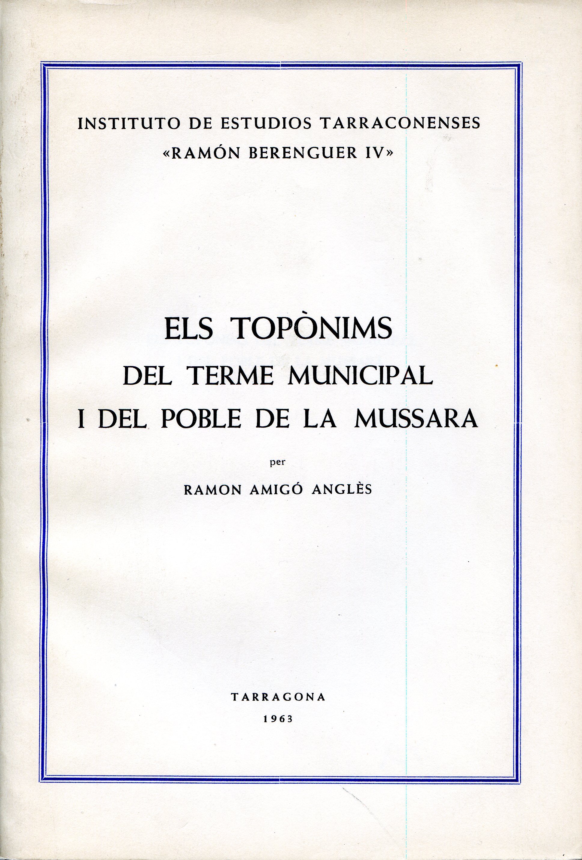 topònims del terme municipal i del poble de la Mussara, Els - Portada
