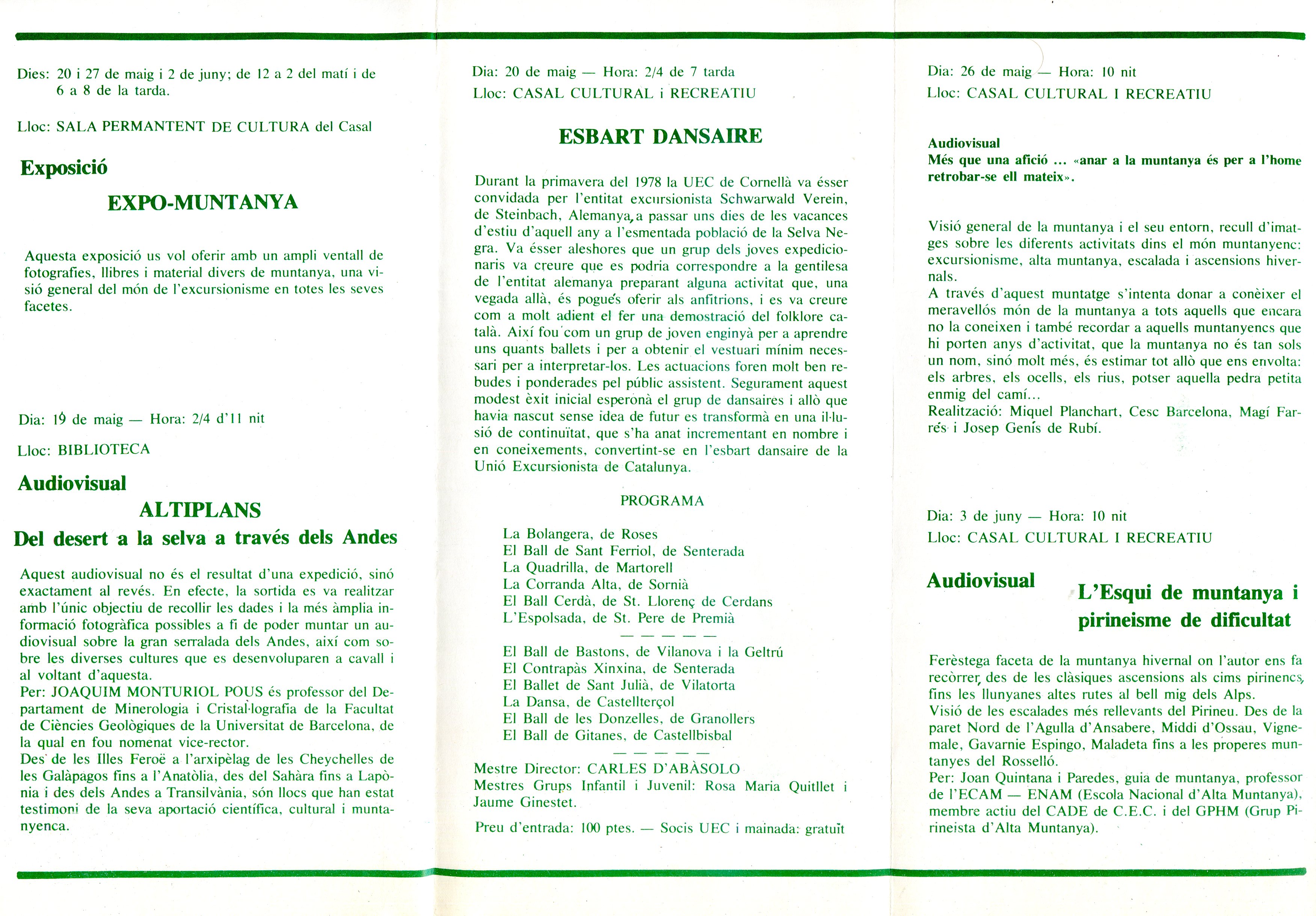 Jornades Divulgació Excursionista : Del 19 de maig al 3 de juny de 1984 - Miniatura 2