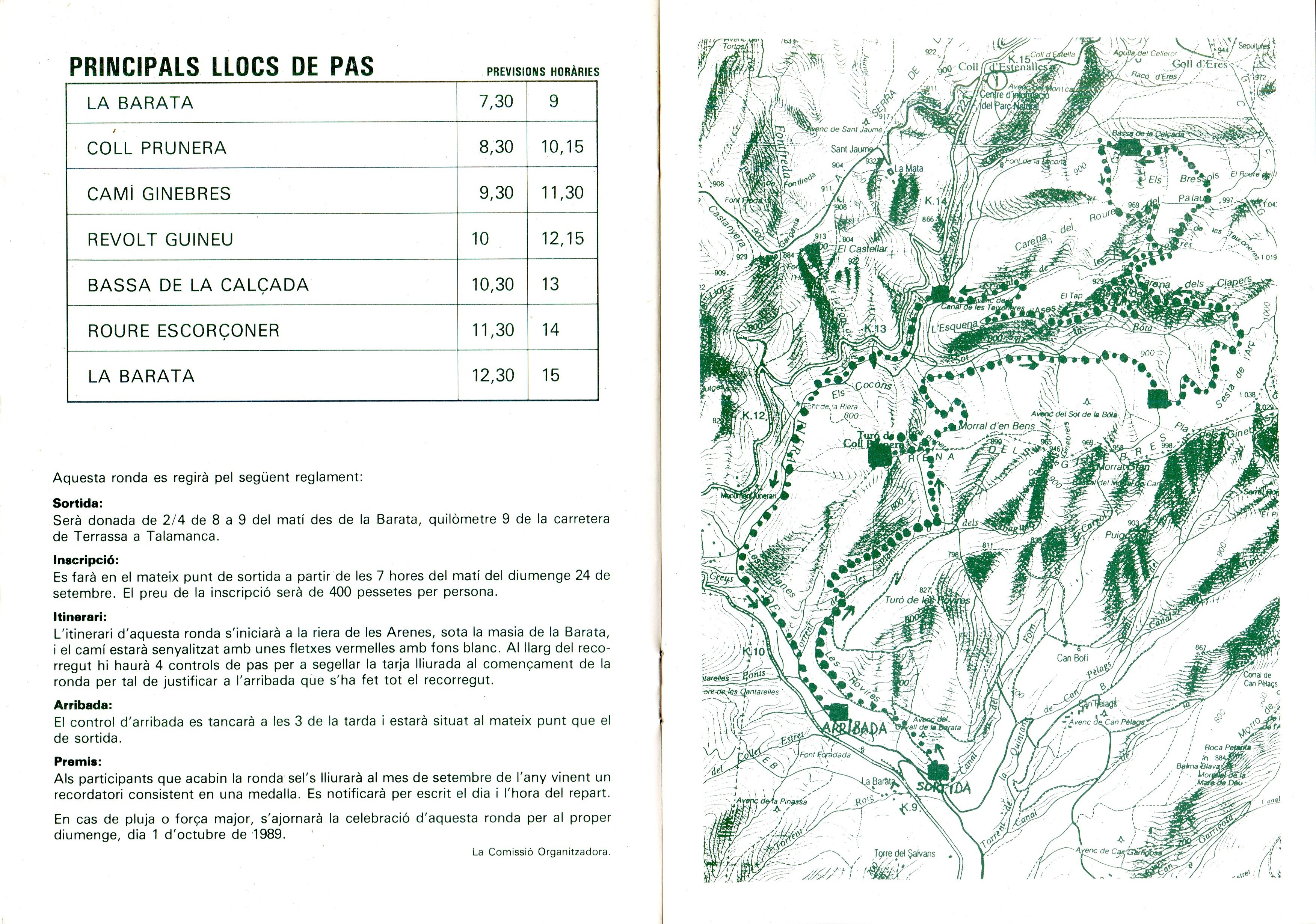 VI Ronda de Matadepera : Marxa Excursionista : 24 de Setembre de 1989 - Miniatura 2