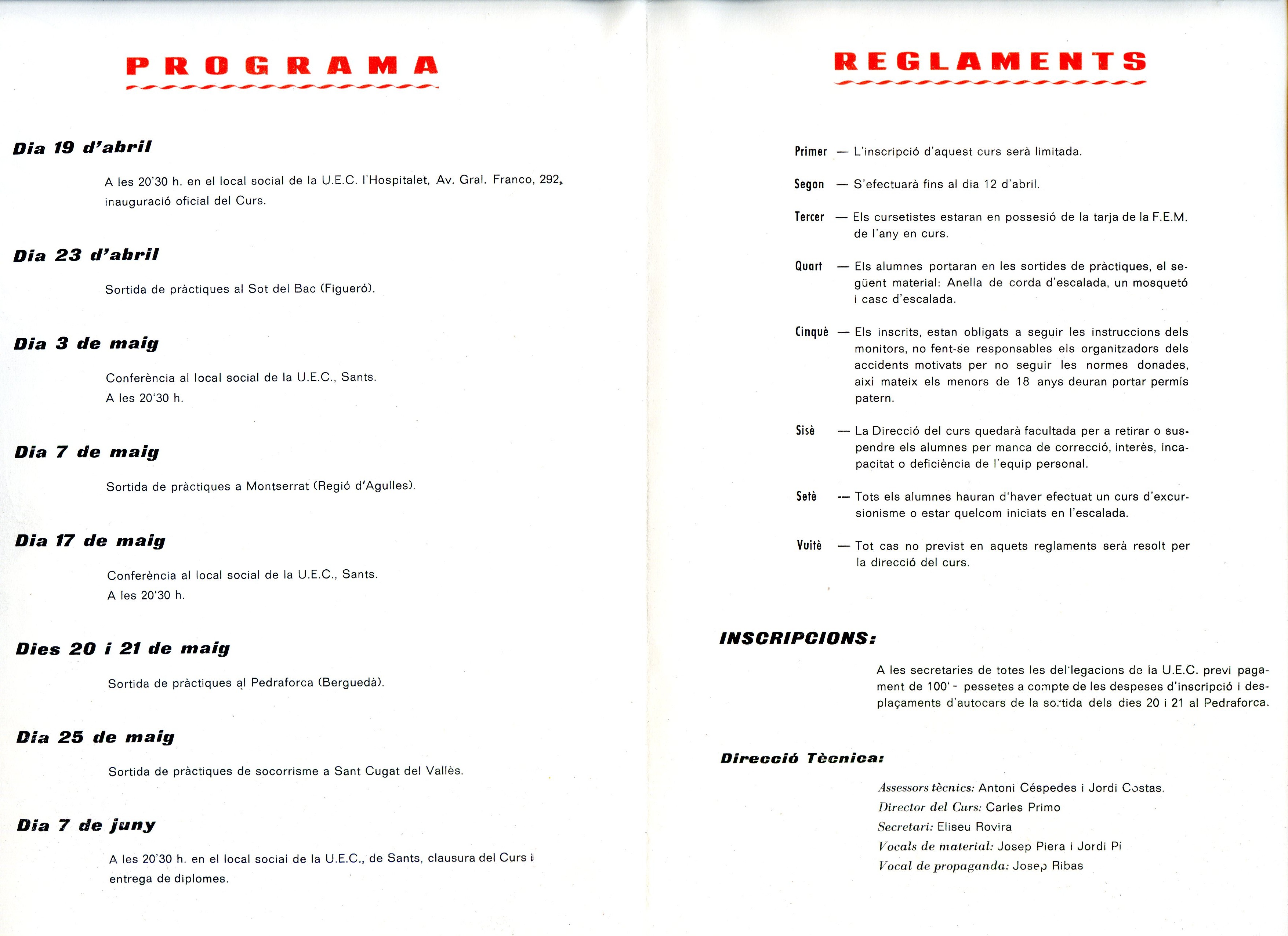 VIII Curs Social d'Escalada en Roca : UEC - S.A.M.E. : Sot del Bac Montserrat Pedraforca - Miniatura 2