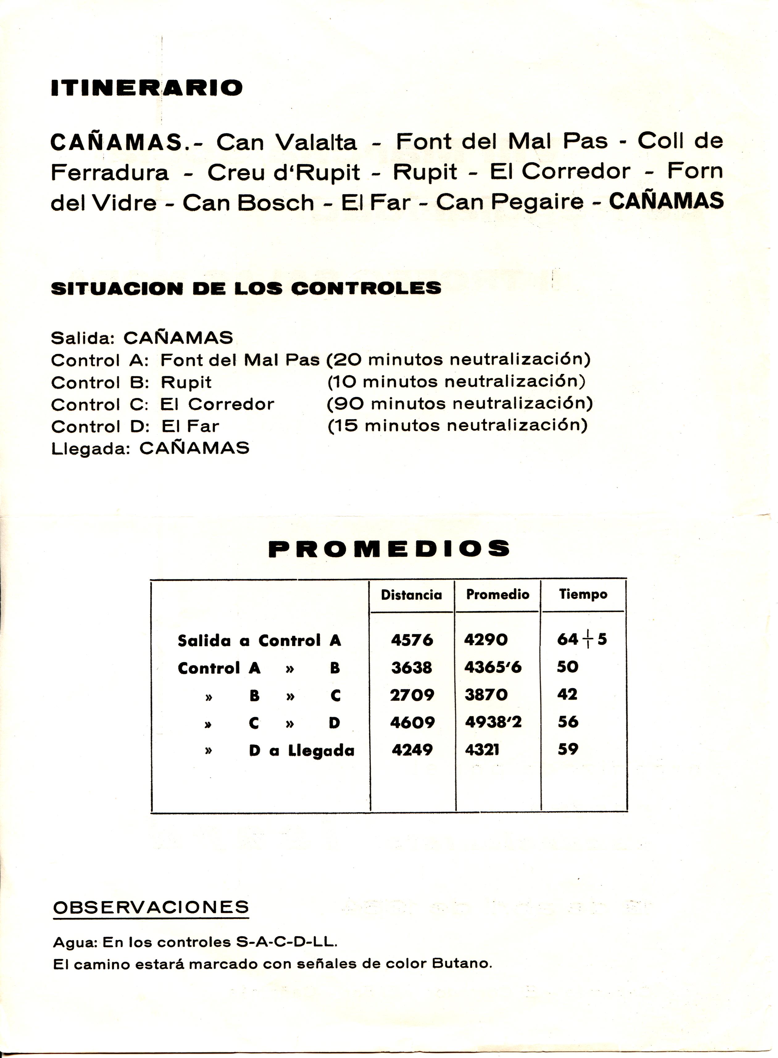 VIII Marcha Social de Regularidad : II Trofeo Salas Mora : Itinerario y Mapa : Organizada por el Centro Excursionista Isard : 12 abril 1964 - Miniatura 2