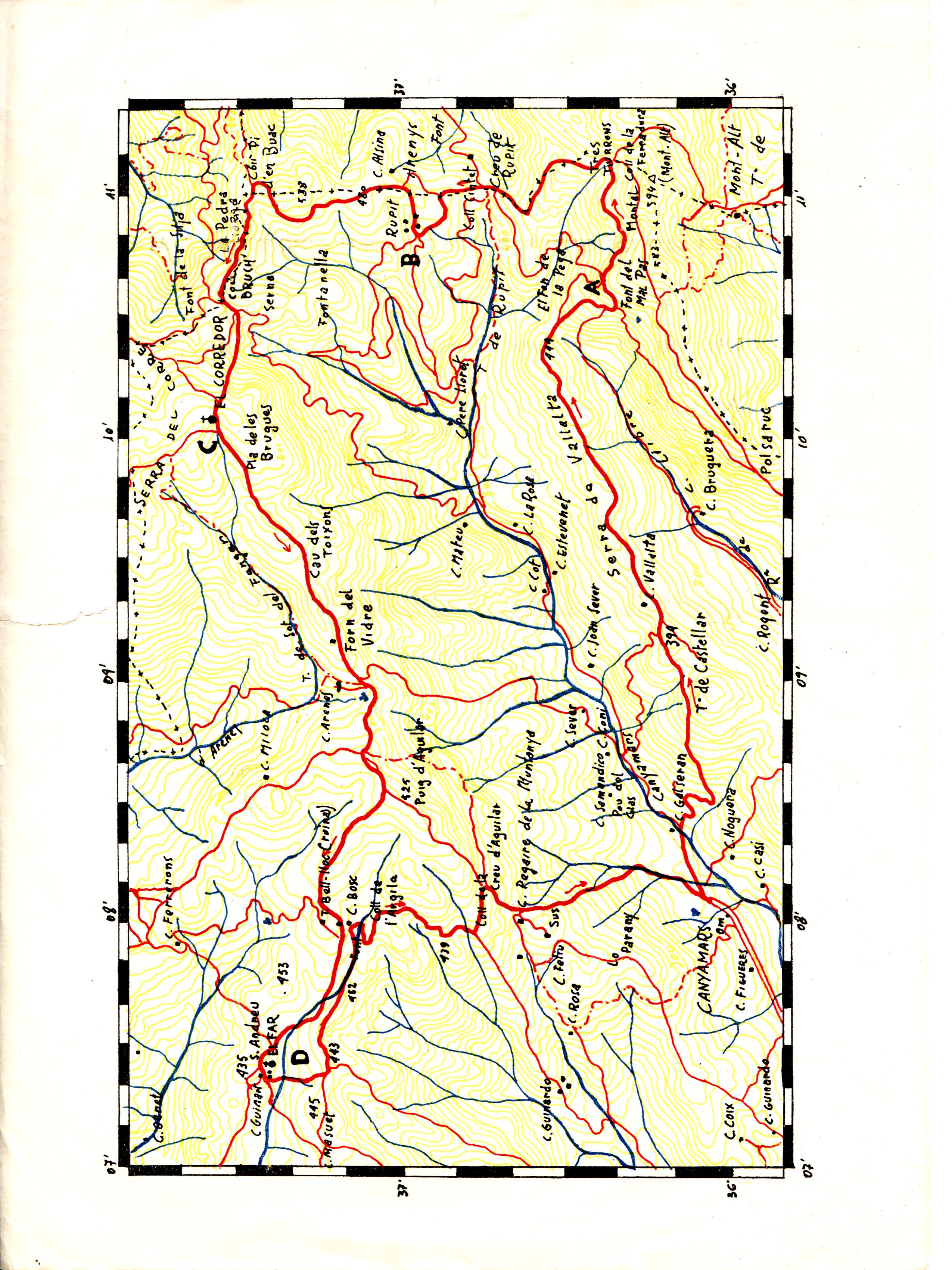 VIII Marcha Social de Regularidad : II Trofeo Salas Mora : Itinerario y Mapa : Organizada por el Centro Excursionista Isard : 12 abril 1964 - Miniatura 3