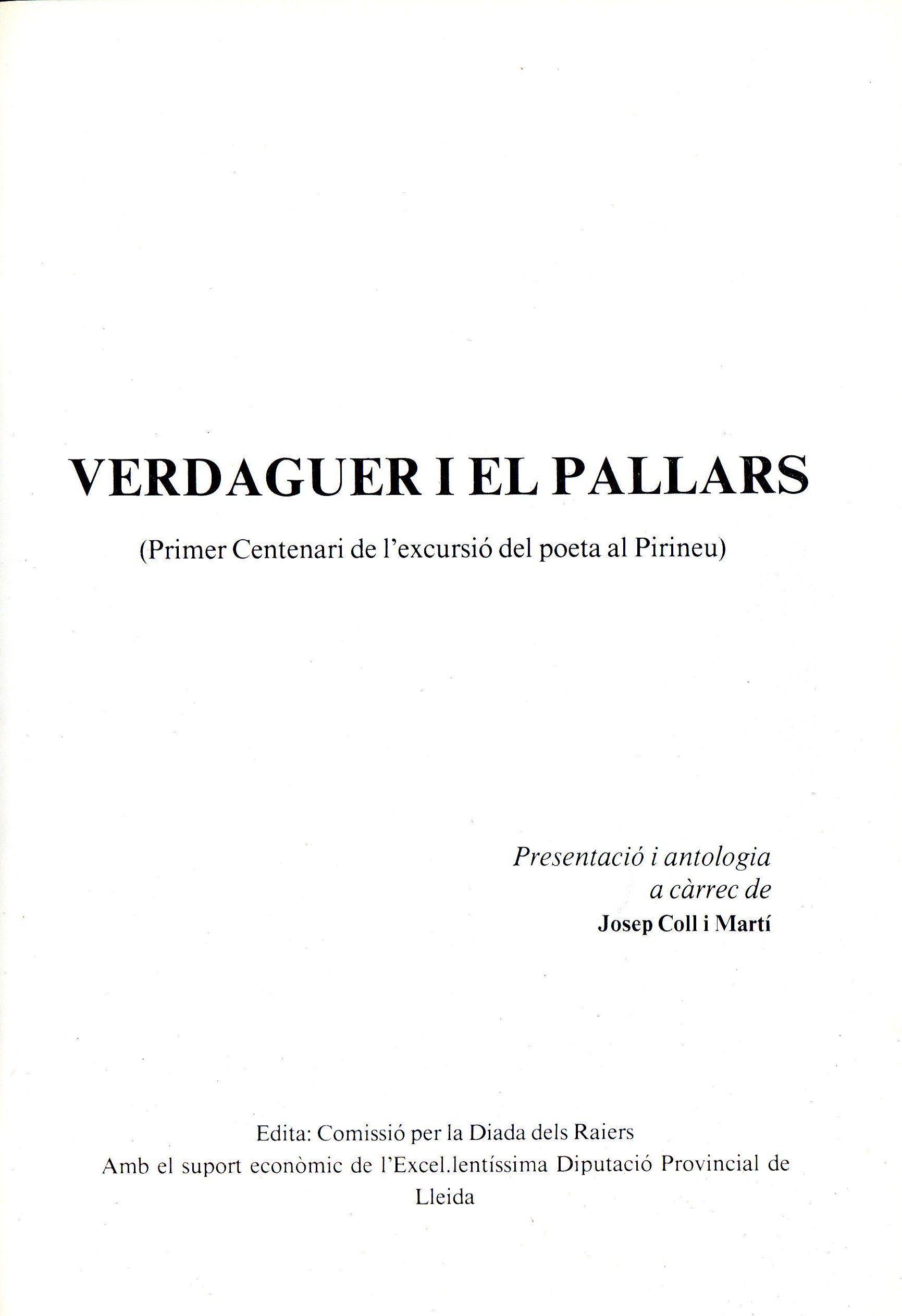 Verdaguer i el Pallars (Primer Centenari de l'excursió del poeta al Pirineu) - Miniatura 2