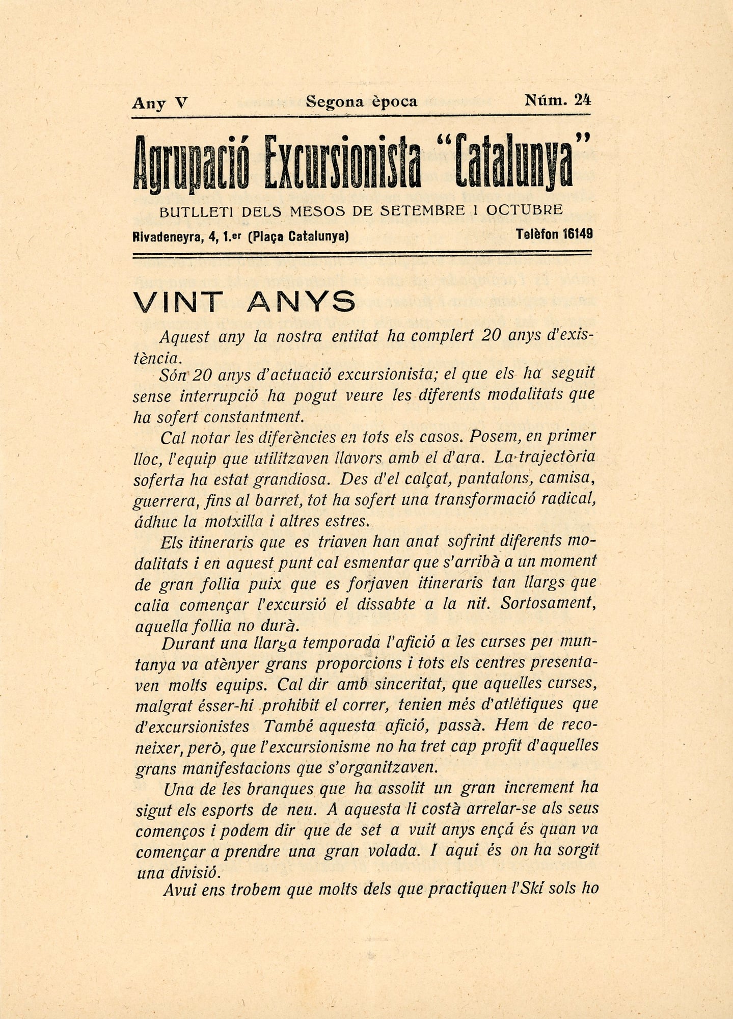 Vint anys : Agrupació Excursionista "Catalunya" - Miniatura 2