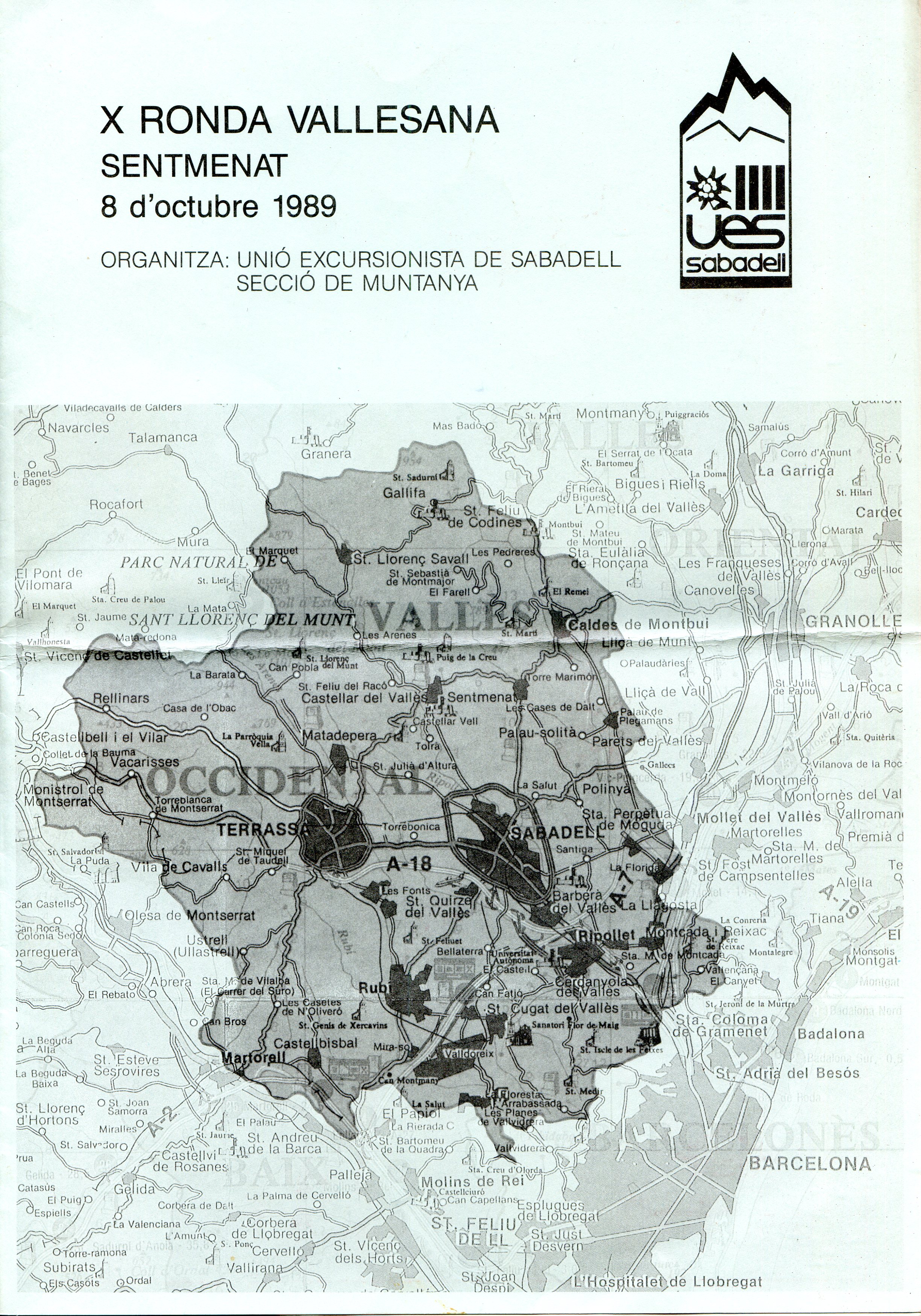X Ronda Vallesana : Sentmenat  : 8 d'octubre de 1989 - Portada