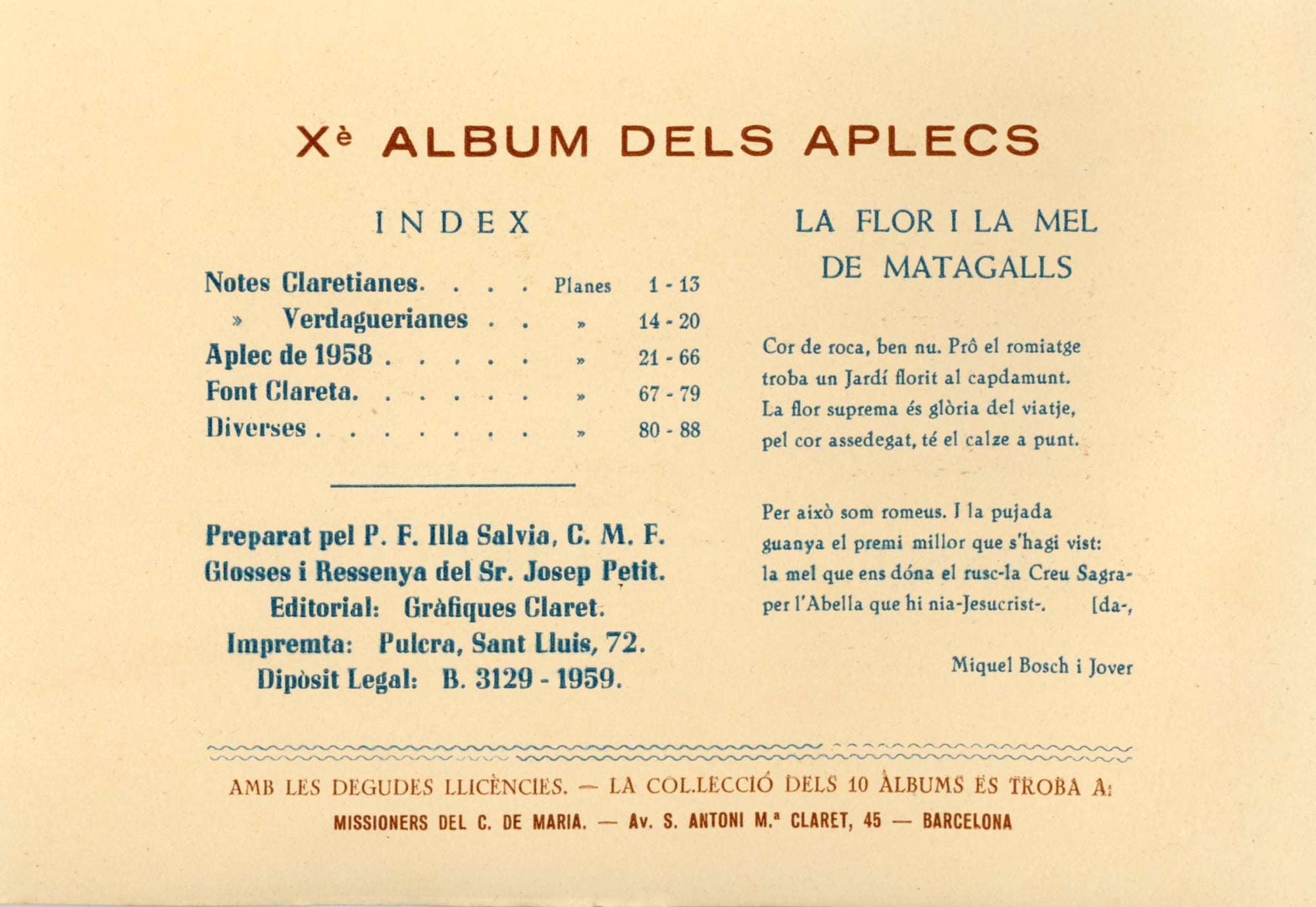 Xè Aplec de Matagalls : Any 1959 : A sant Antoni M.ª Claret, apòstol de la cultura cristiana - Miniatura 2