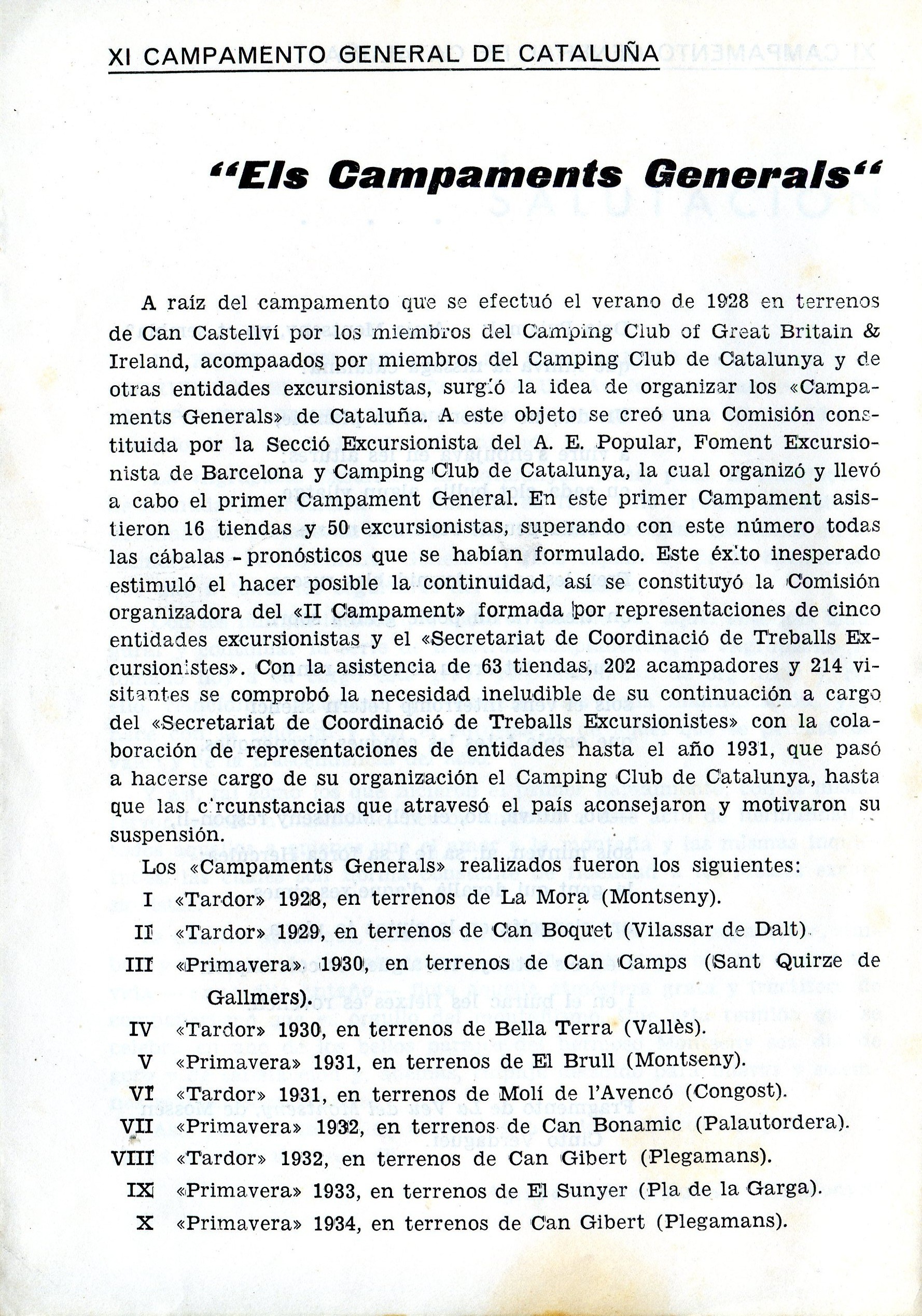 XI Campamento General de Cataluña : Fontmartina (Montseny) Alt. 1000 metros : 10 y 11 Junio 1962 - Miniatura 2