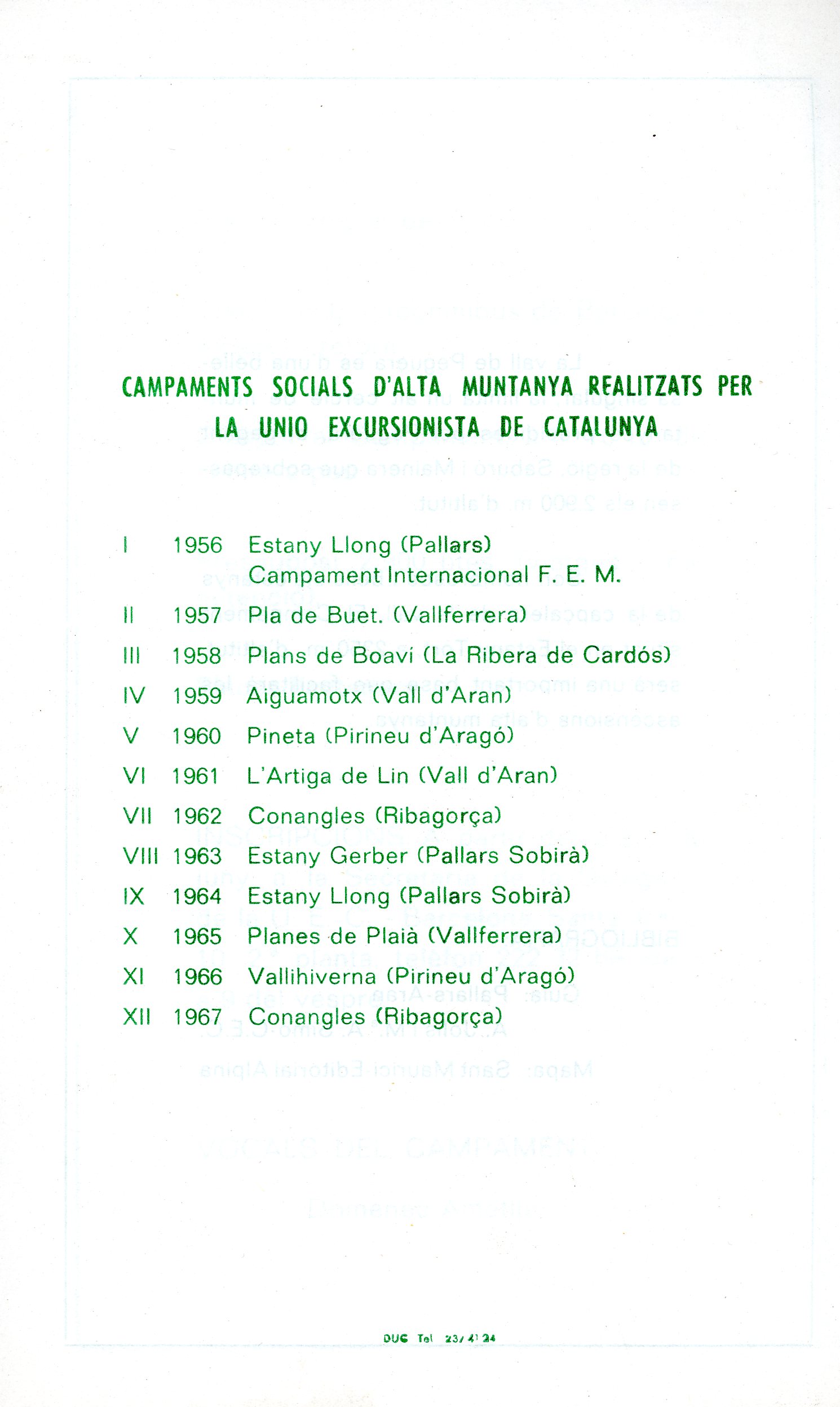 XIII Campament d'Alta Muntanya : Estany Tort de Peguera (2530 M.) : Pallars Sobirà : Del 15 al 29 de juliol del 1968 - Miniatura 2