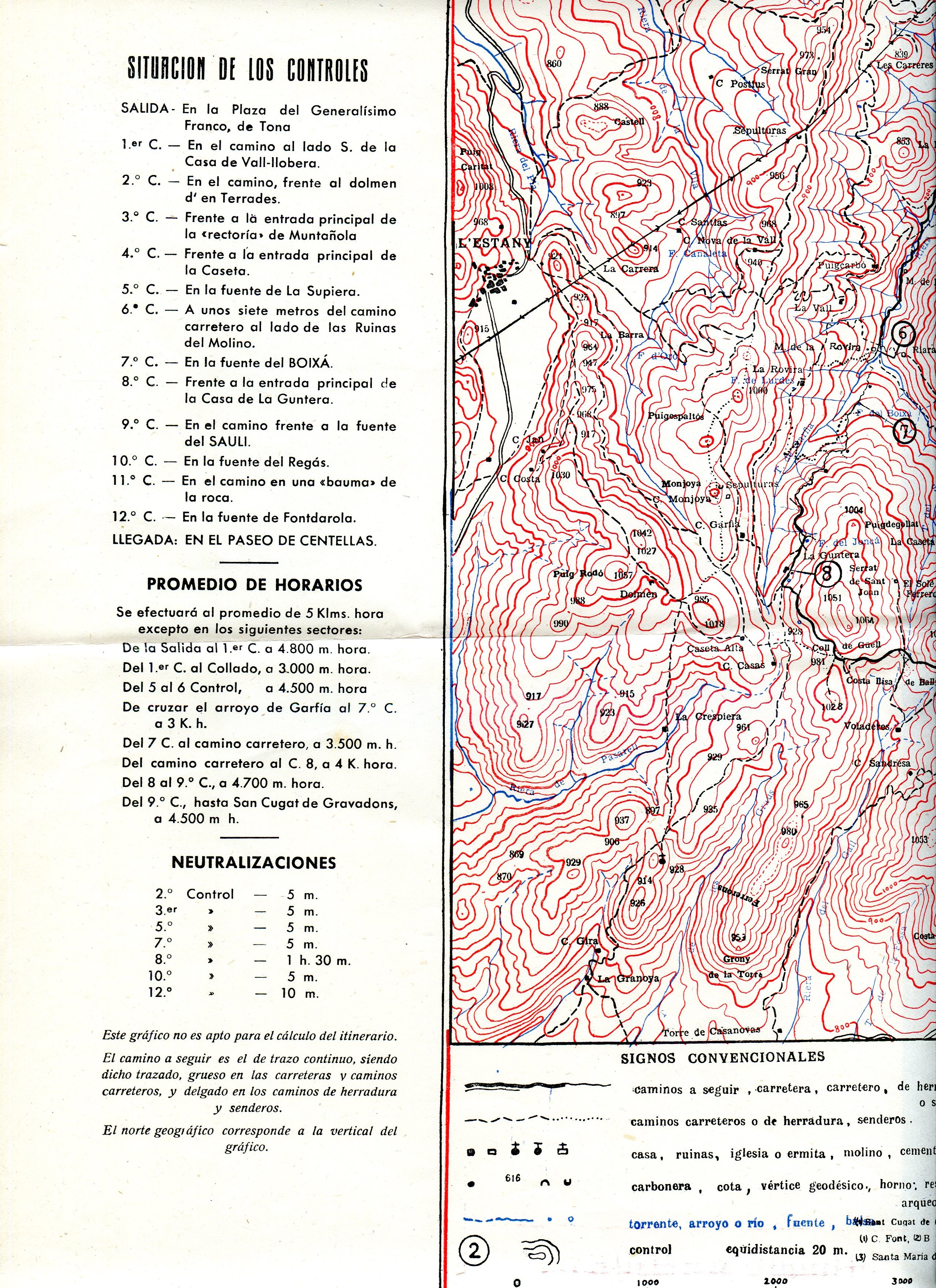 XIV Marcha excursionista de regularidad de Cataluña : VIII competición oficial regional por montaña, 14 de mayo de 1950 : Tona, Muntañola, Centellas - Miniatura 2