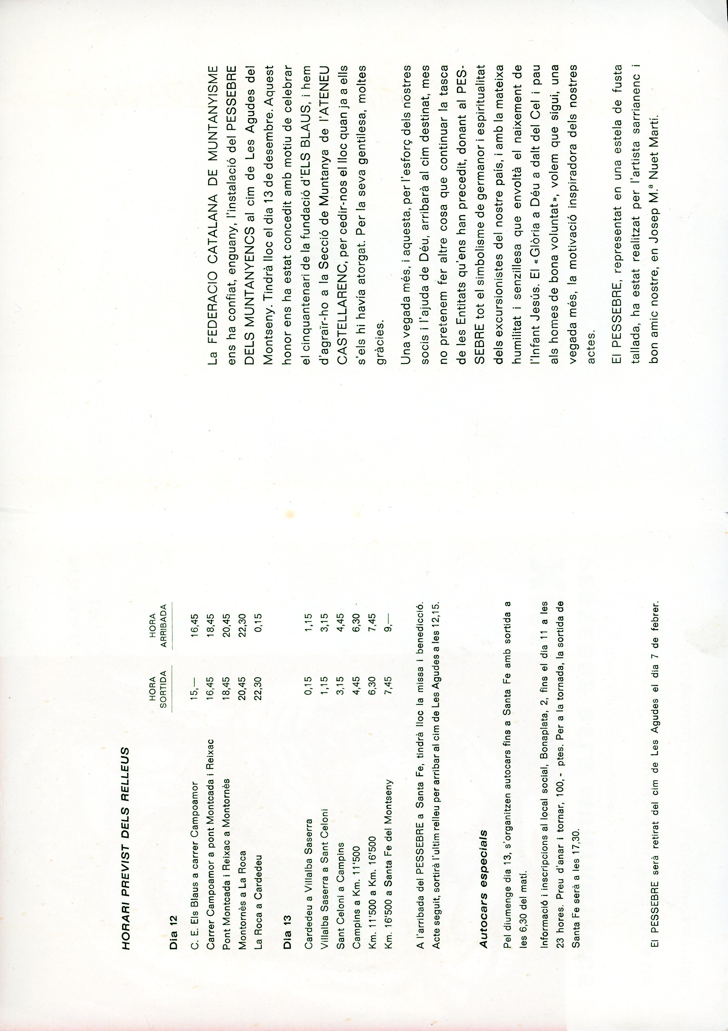 XIV Pessebre dels Muntanyencs : Les Agudes - Montseny : Nadal 1970 - Miniatura 2