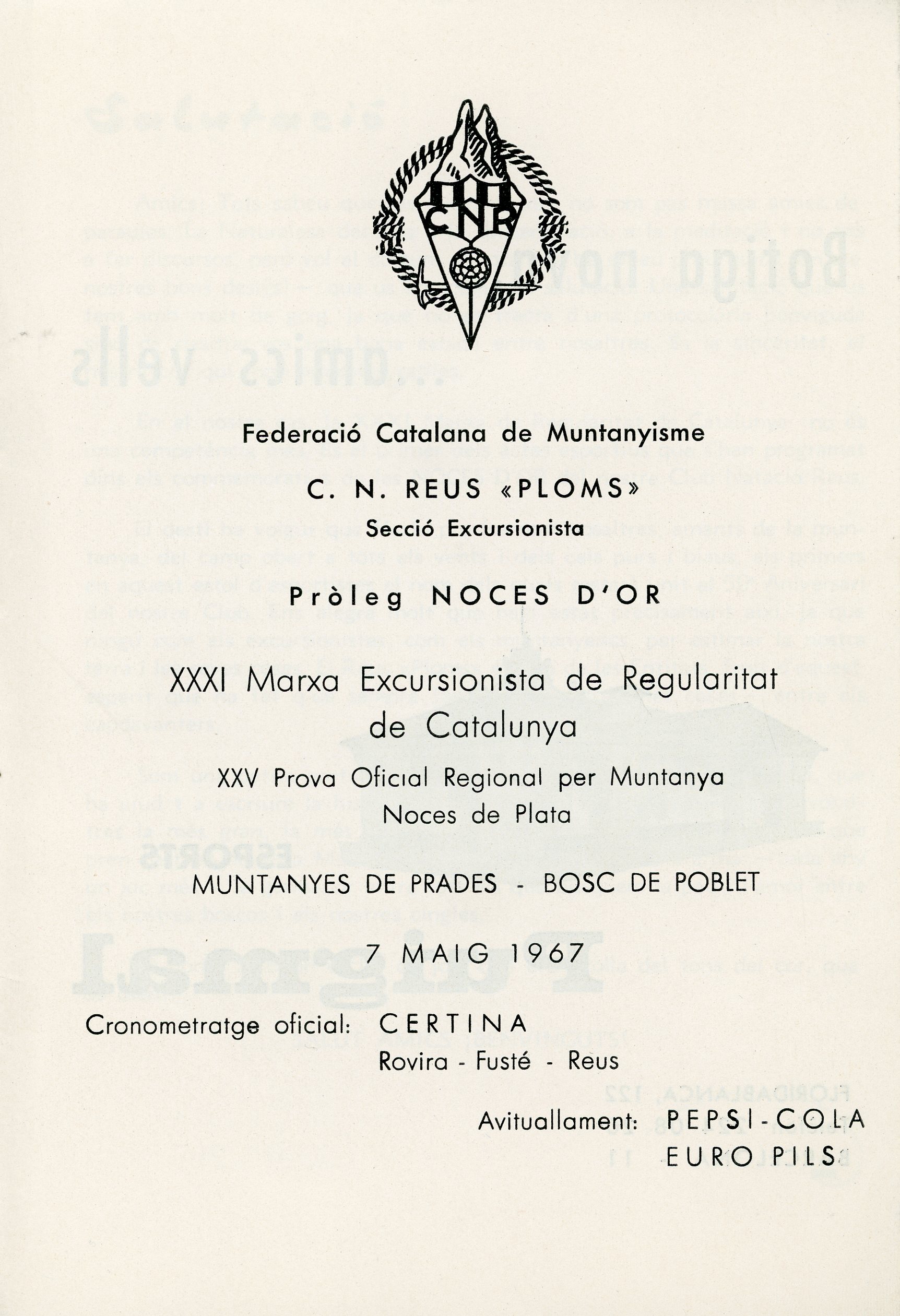 XXXI Marxa Excursionista de Regularitat de Catalunya : XXV Prova Oficial Regional per Muntanya Noces de Plata - Miniatura 2