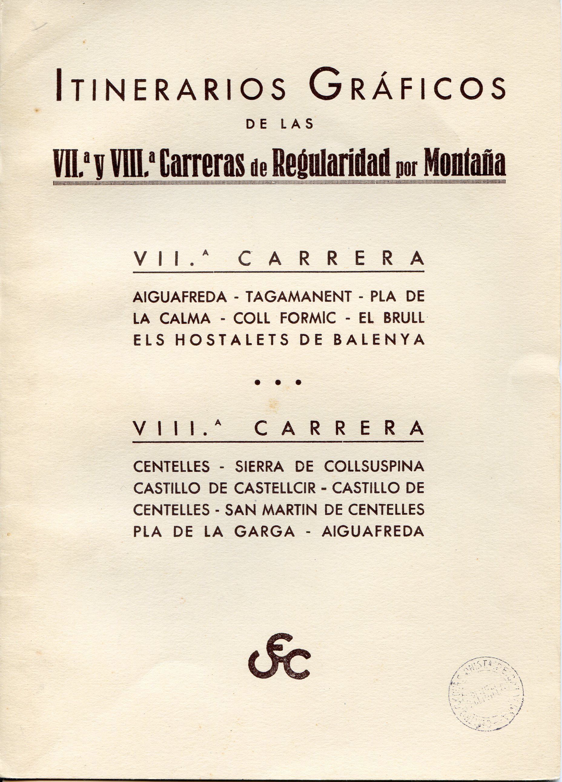 Itinerarios Gráficos de las VIIª y VIIIª Carreras de Regularidad por Montaña - Portada