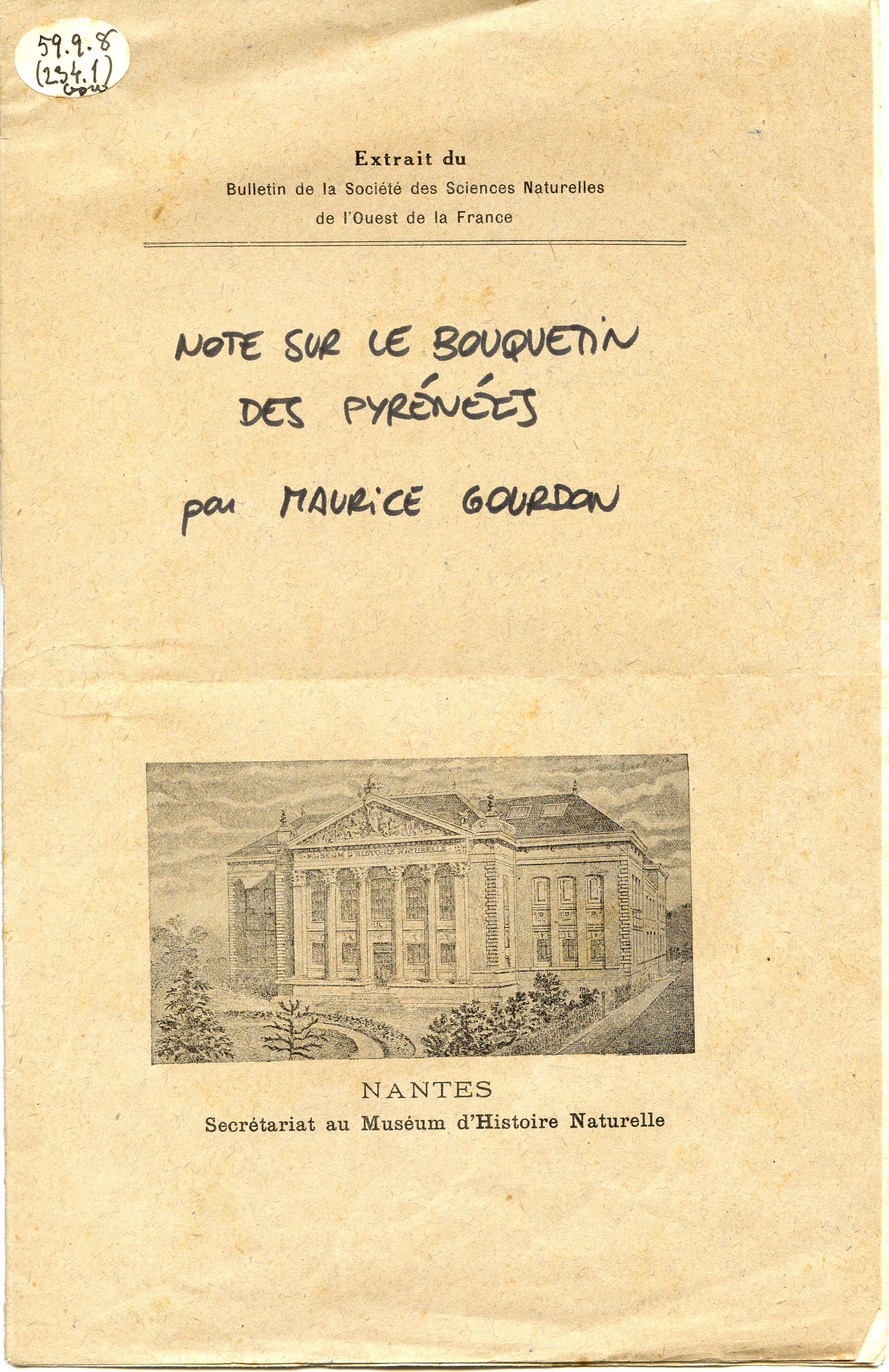 Note sur le Bouquetin des Pyrénées - Portada