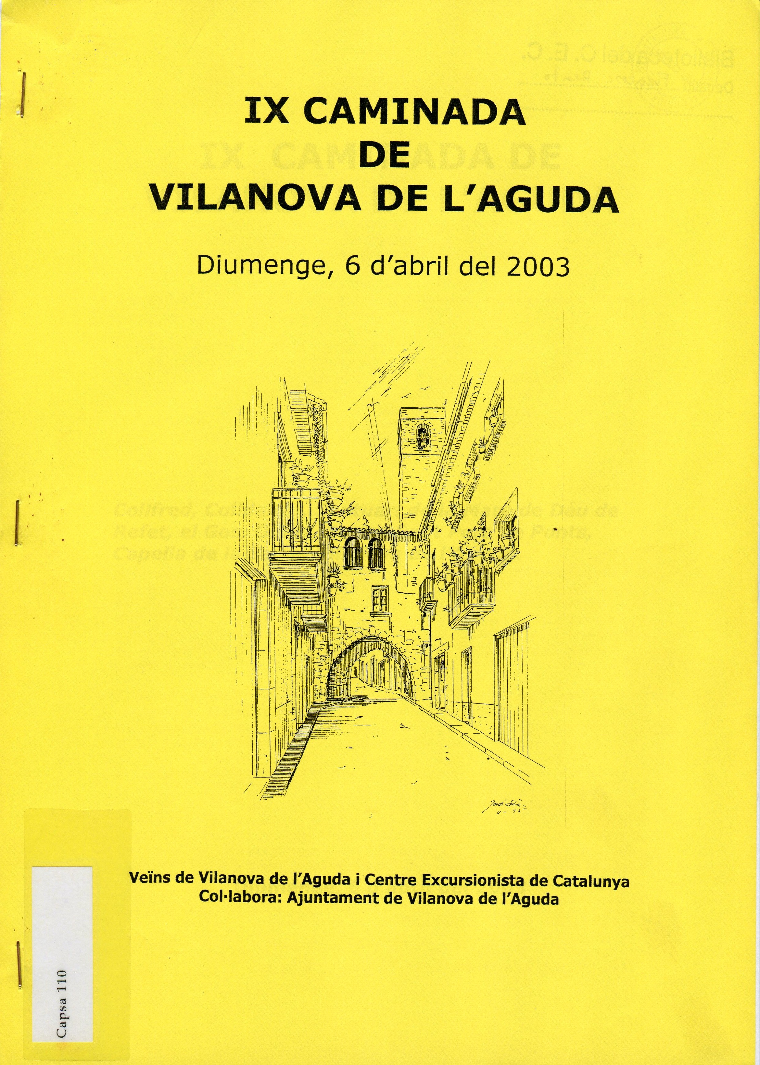 IX Caminada de Vilanova de l'Aguda : Diumenge, 6 d'abril de 2003 - Portada