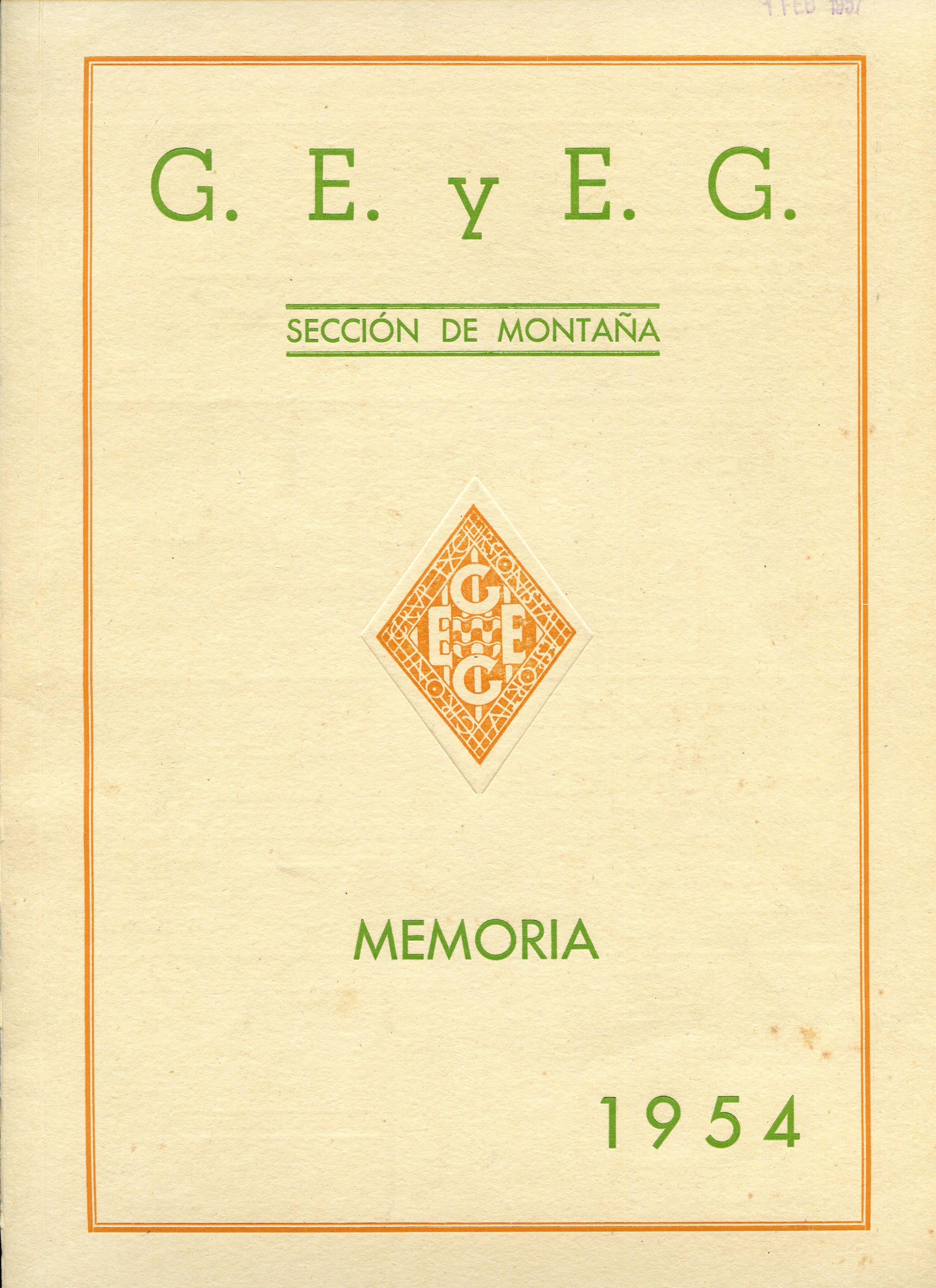 G.E. y E.G. Sección de Montaña : Memoria 1954 - Portada