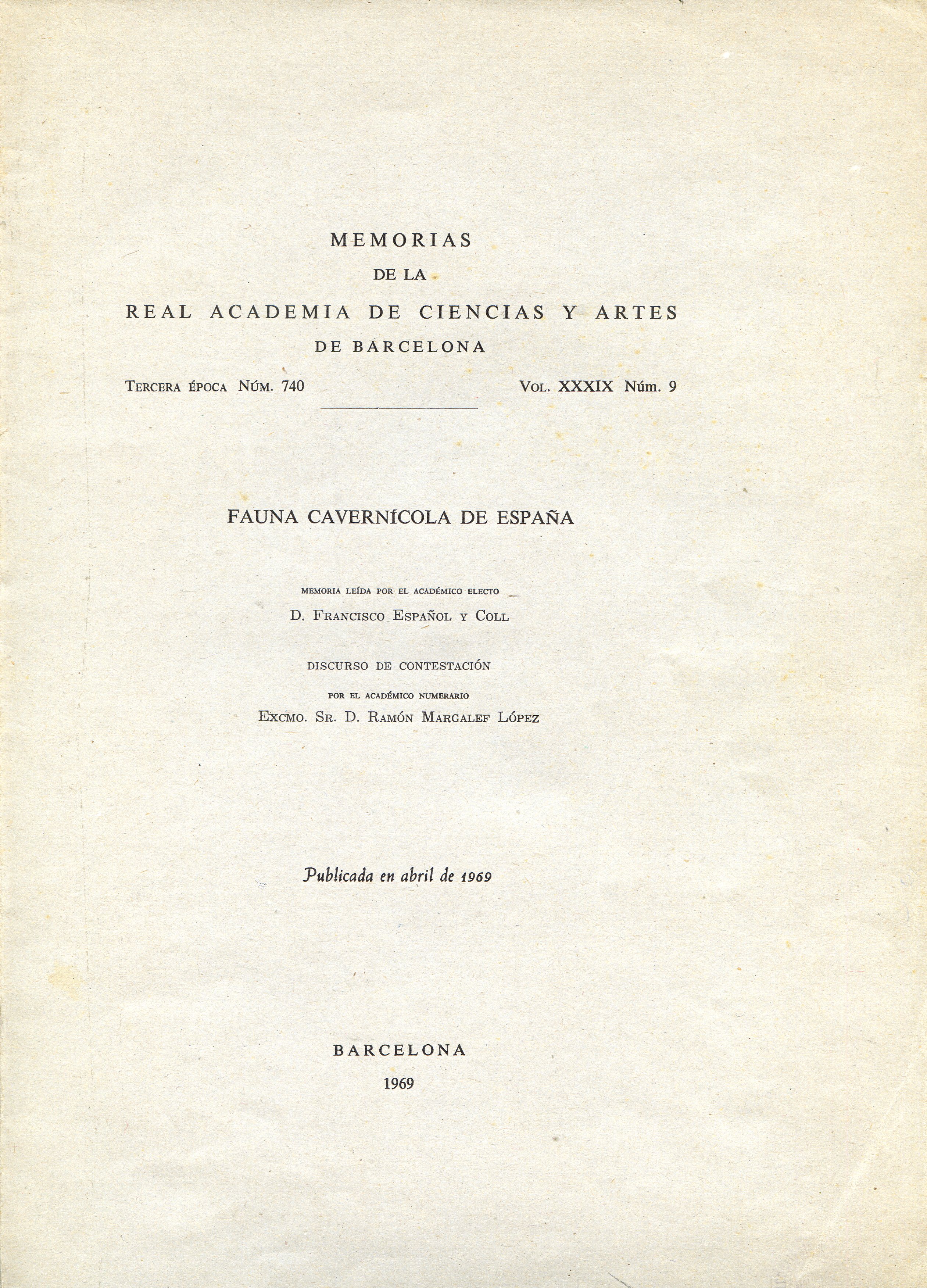 Fauna Cavernícola de España - Portada