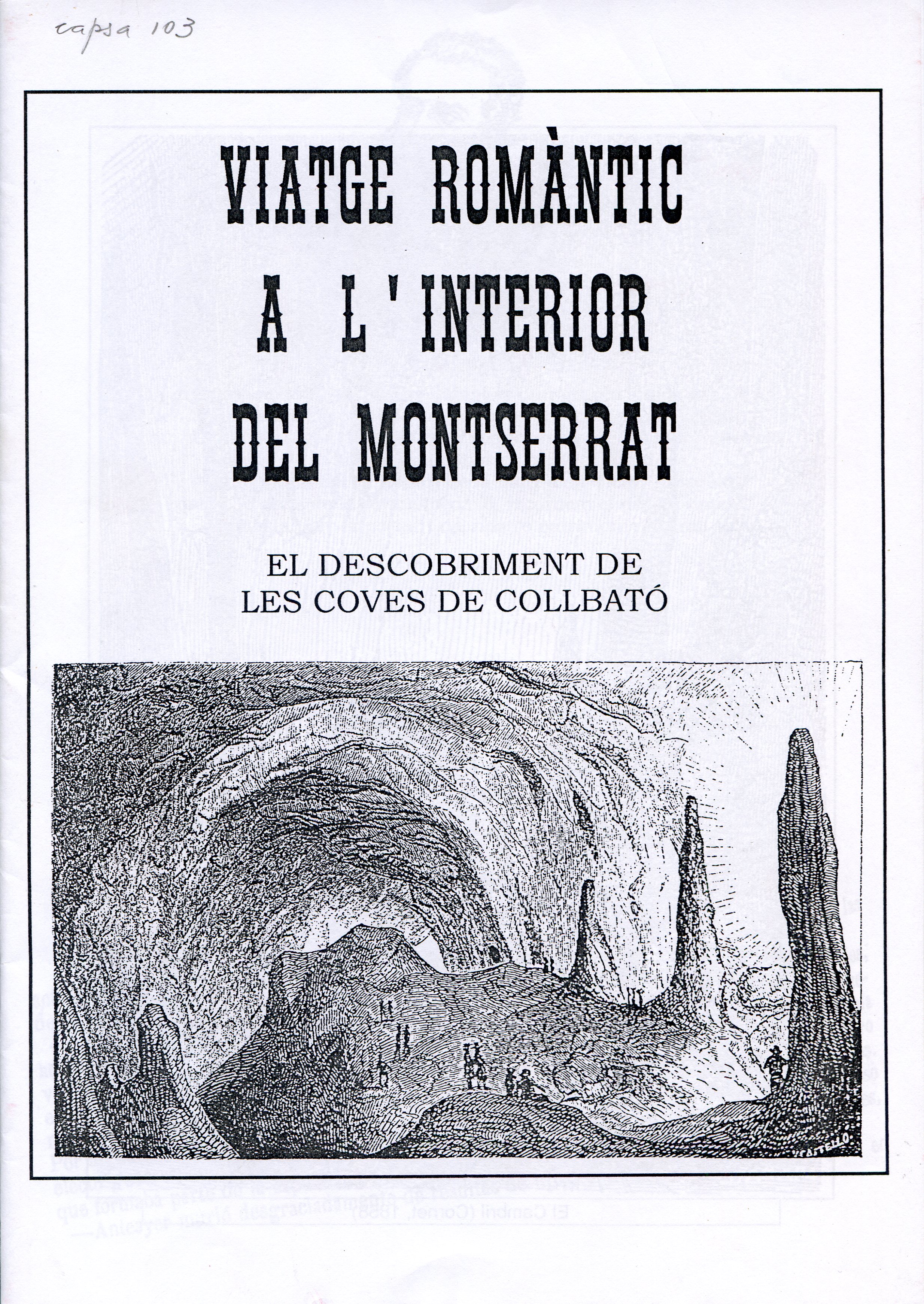 Viatge a l'interior del Montserrat : El descobriment de Les Coves de Collbató - Portada