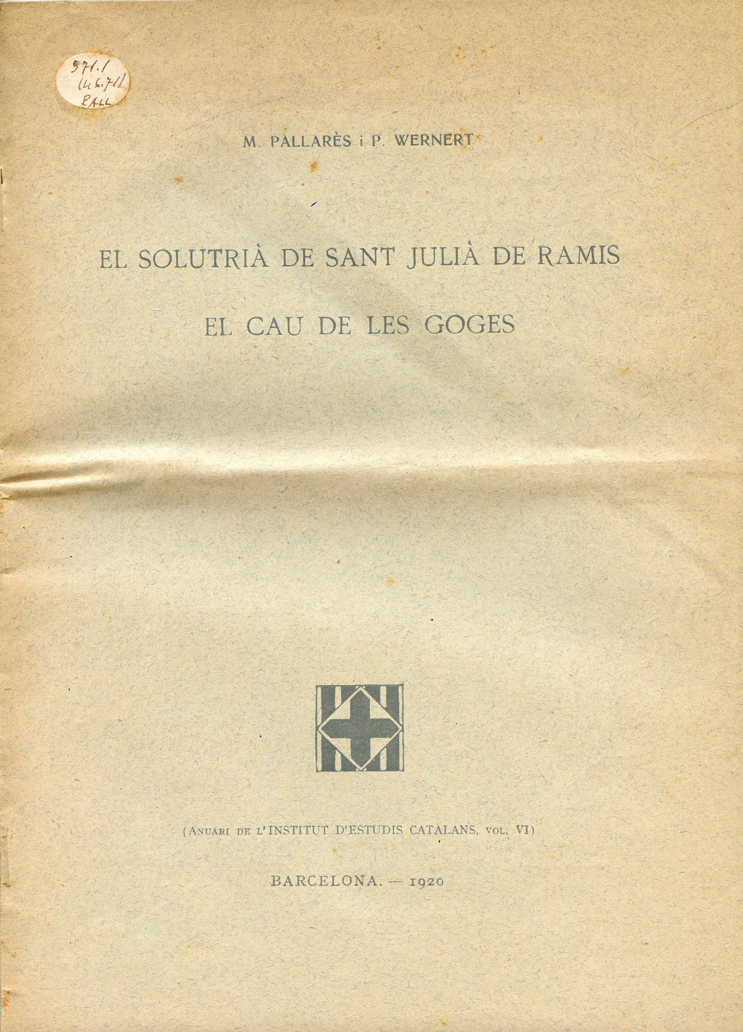 Solutrià de Sant Julià de Ramis, El : El Cau de les Goges - Portada