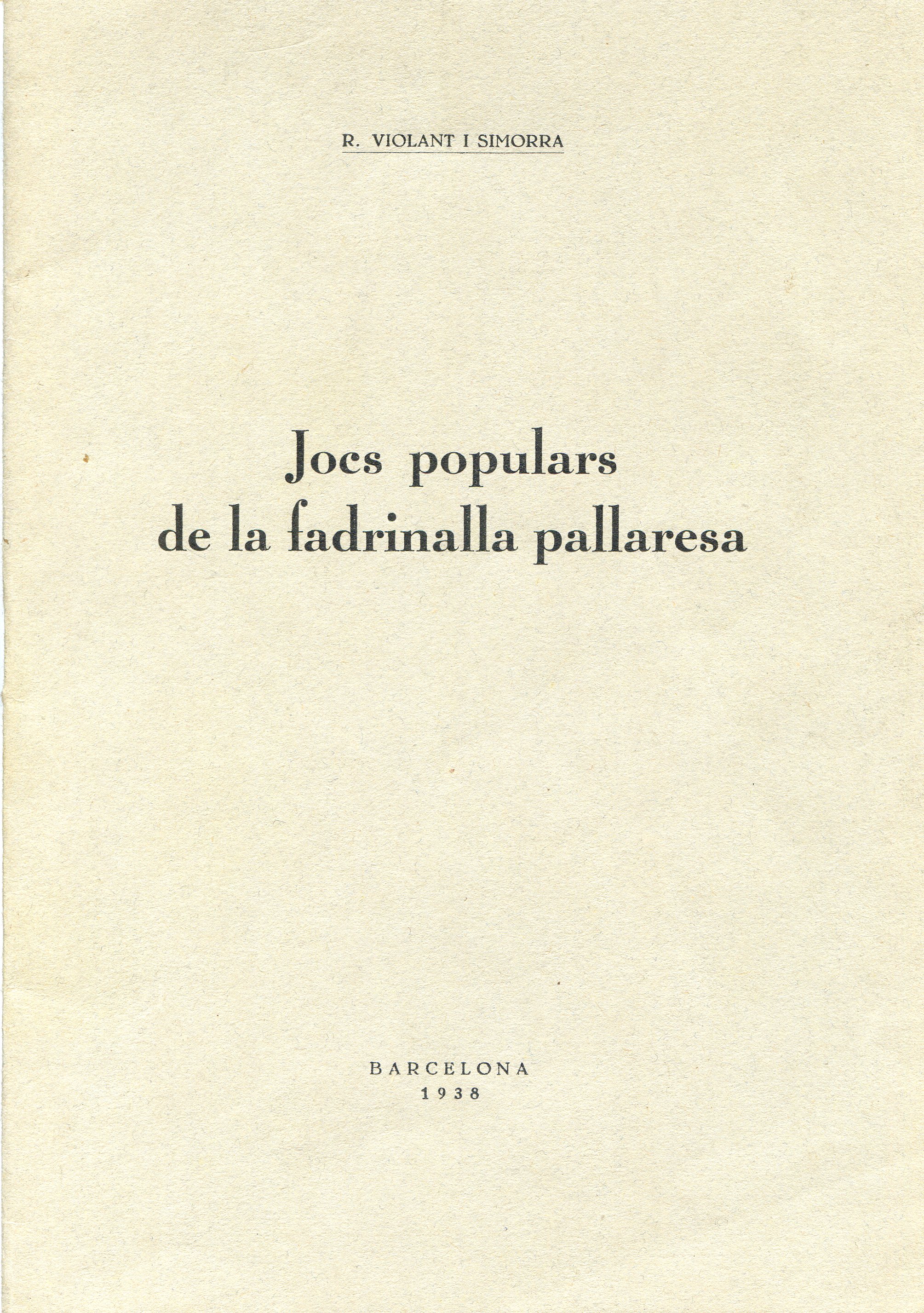Jocs populars de la fadrinalla pallaresa - Portada