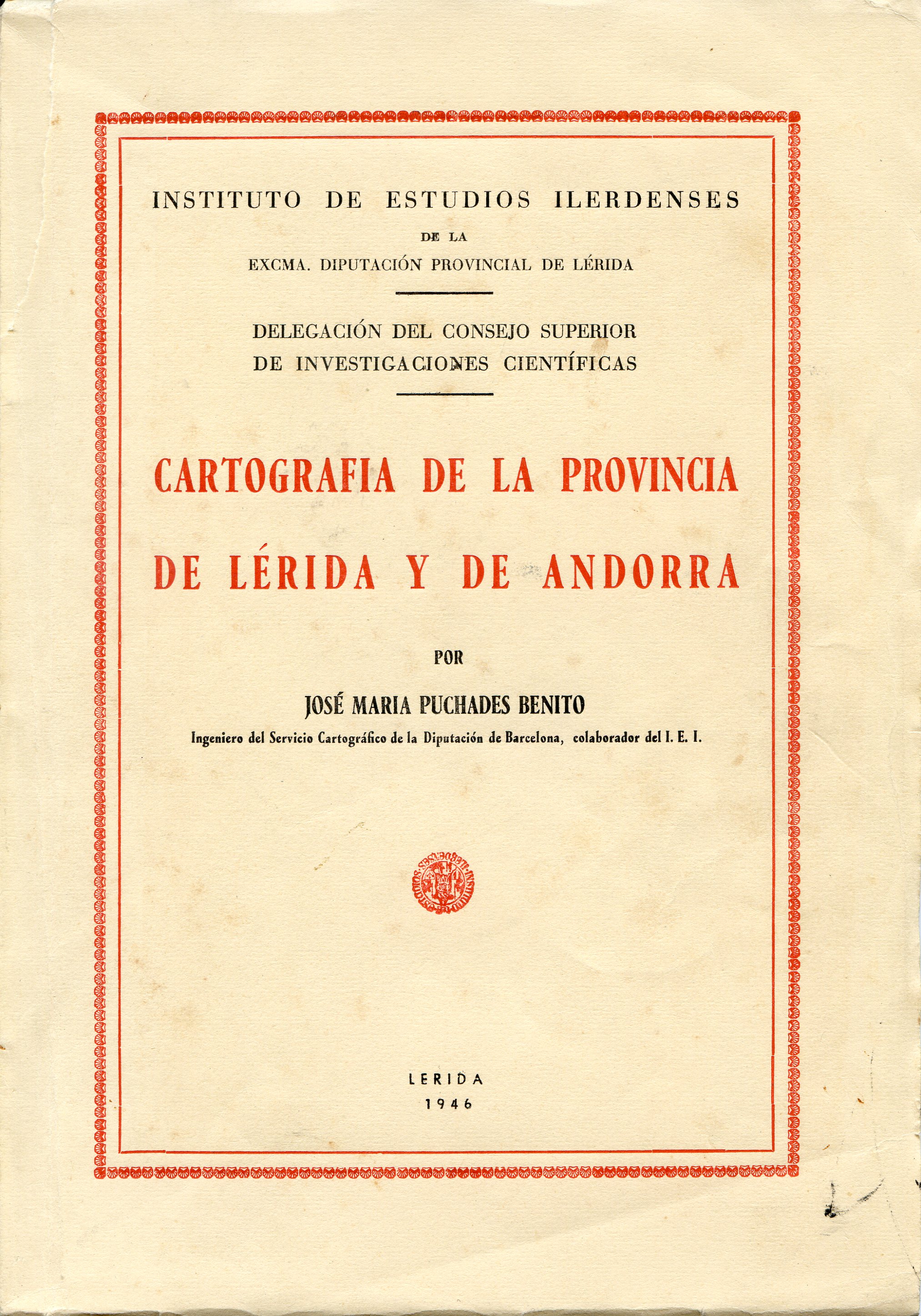 Cartografia de la província de Lérida y de Andorra - Portada
