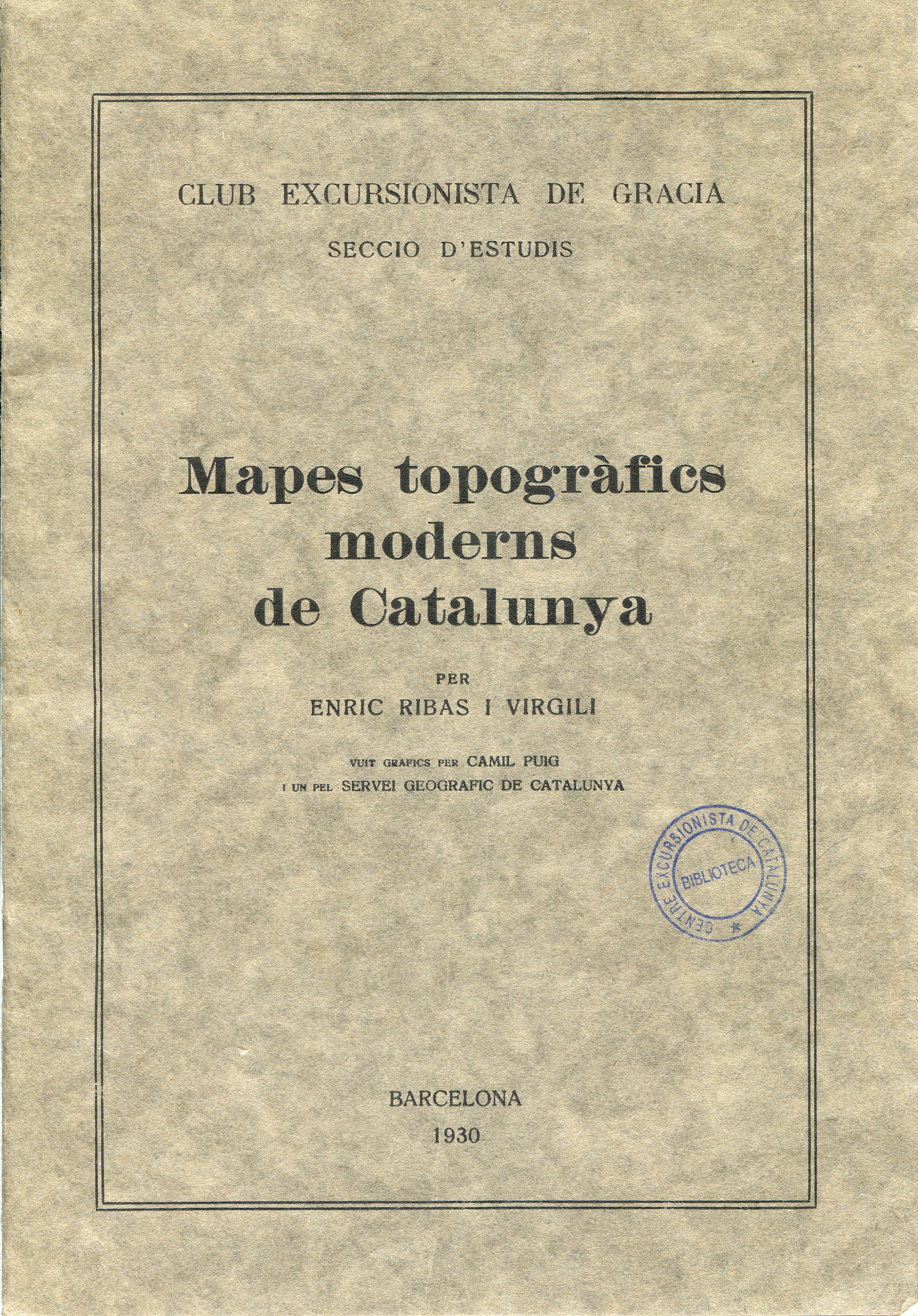Mapes topogràfics moderns de Catalunya - Portada