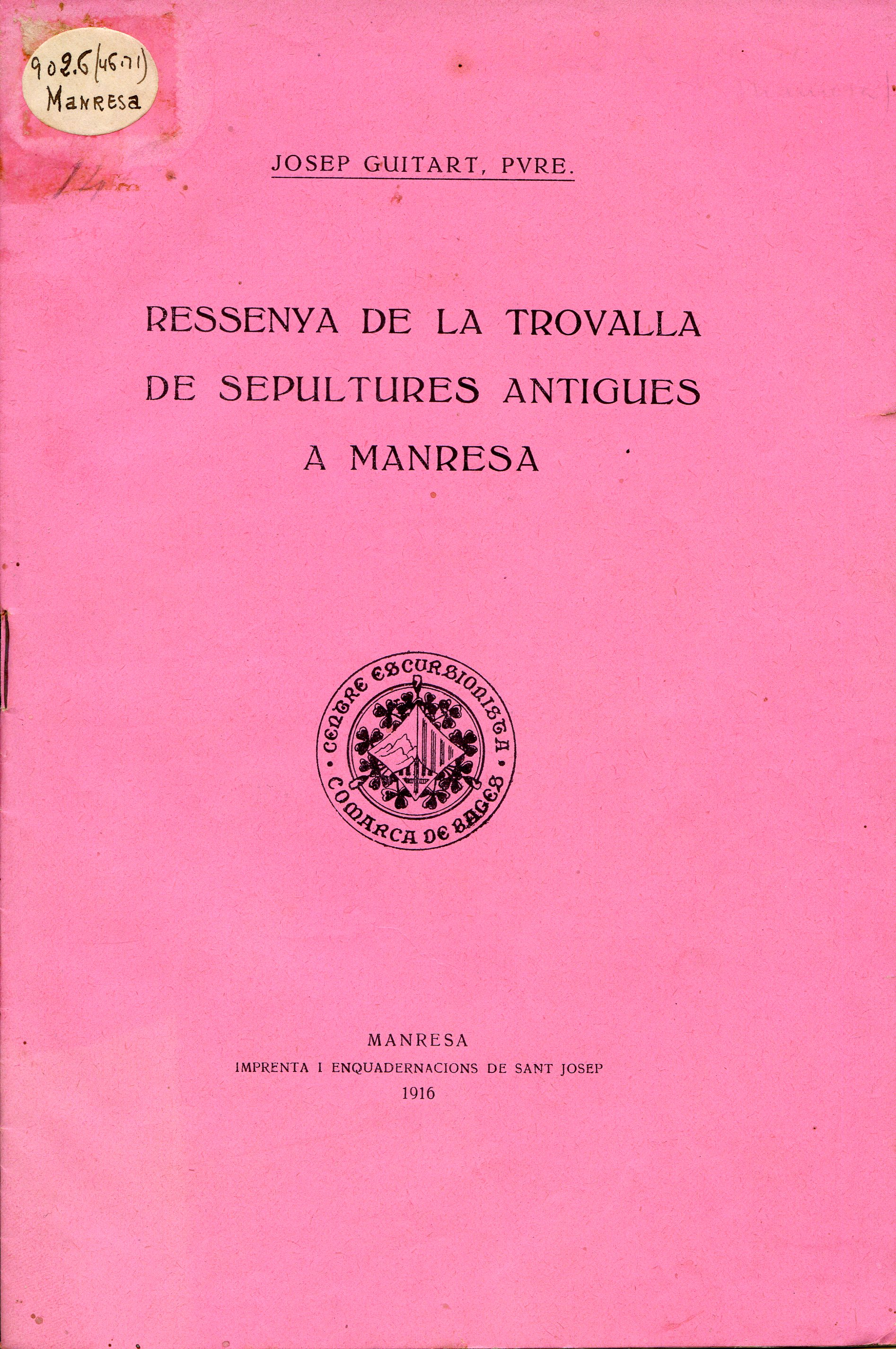 Ressenya de la trovalla de sepultures antiques a Manresa - Portada