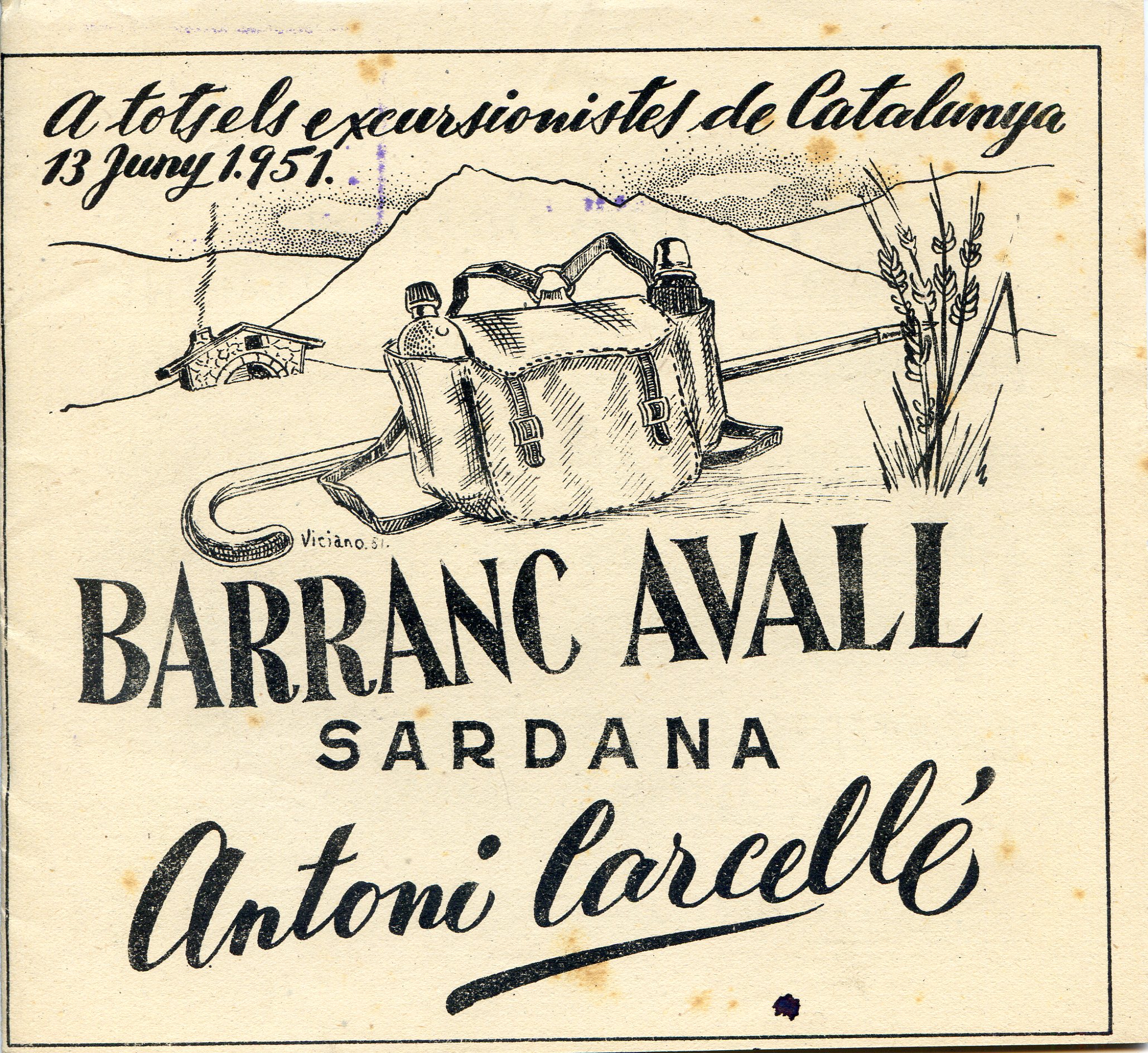 Barranc Avall : Sardana : A tots els excursionistes de la Catalunya 13 juny 1951 - Portada