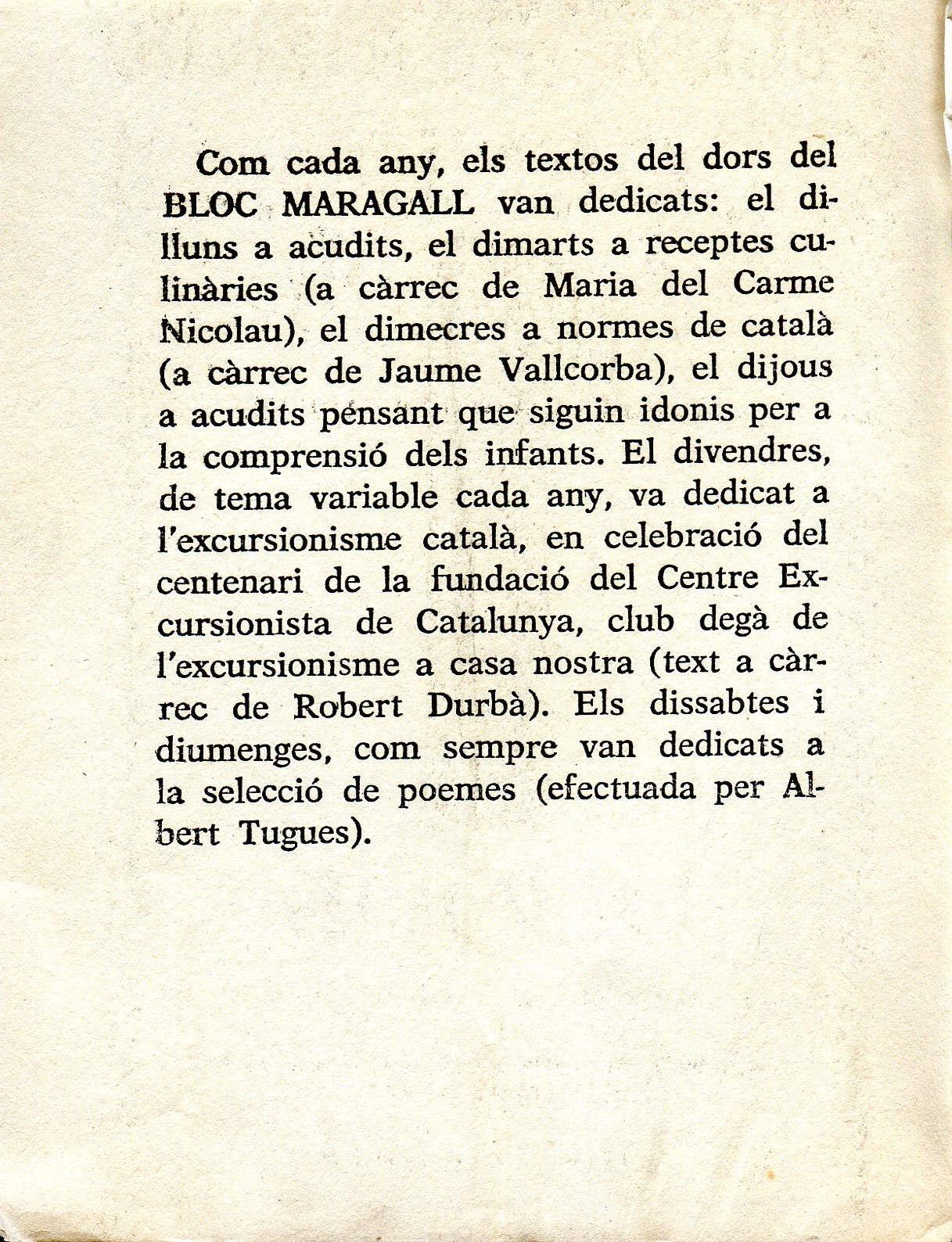1976 Bloc Maragall : Dedicat a l'excursionisme català - Miniatura 2