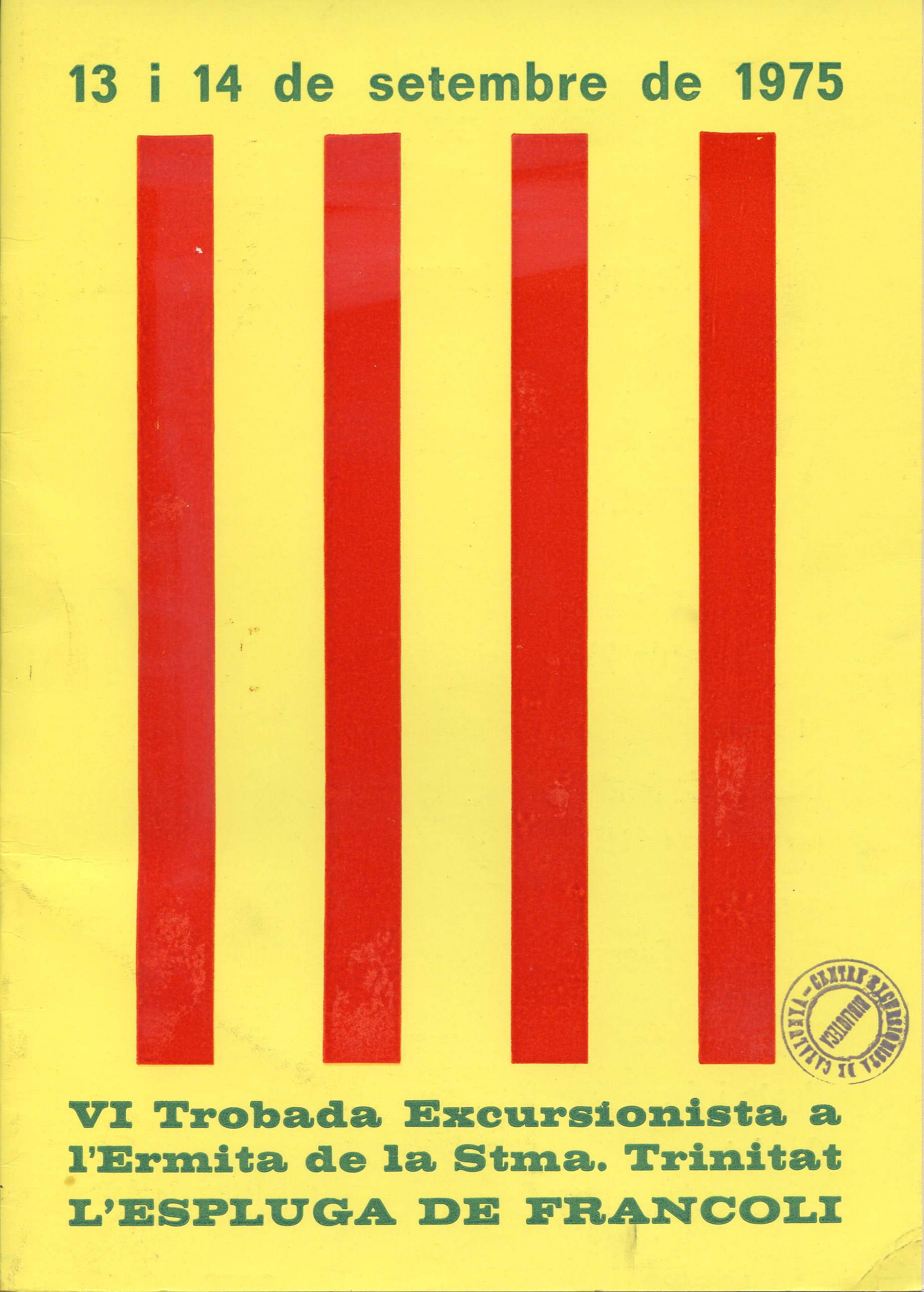 VI Trobada Excursionista a l'Ermita de la Stma. Trinitat : L'Espluga de Francolí : 13 i 14 de setembre de 1975 - Portada