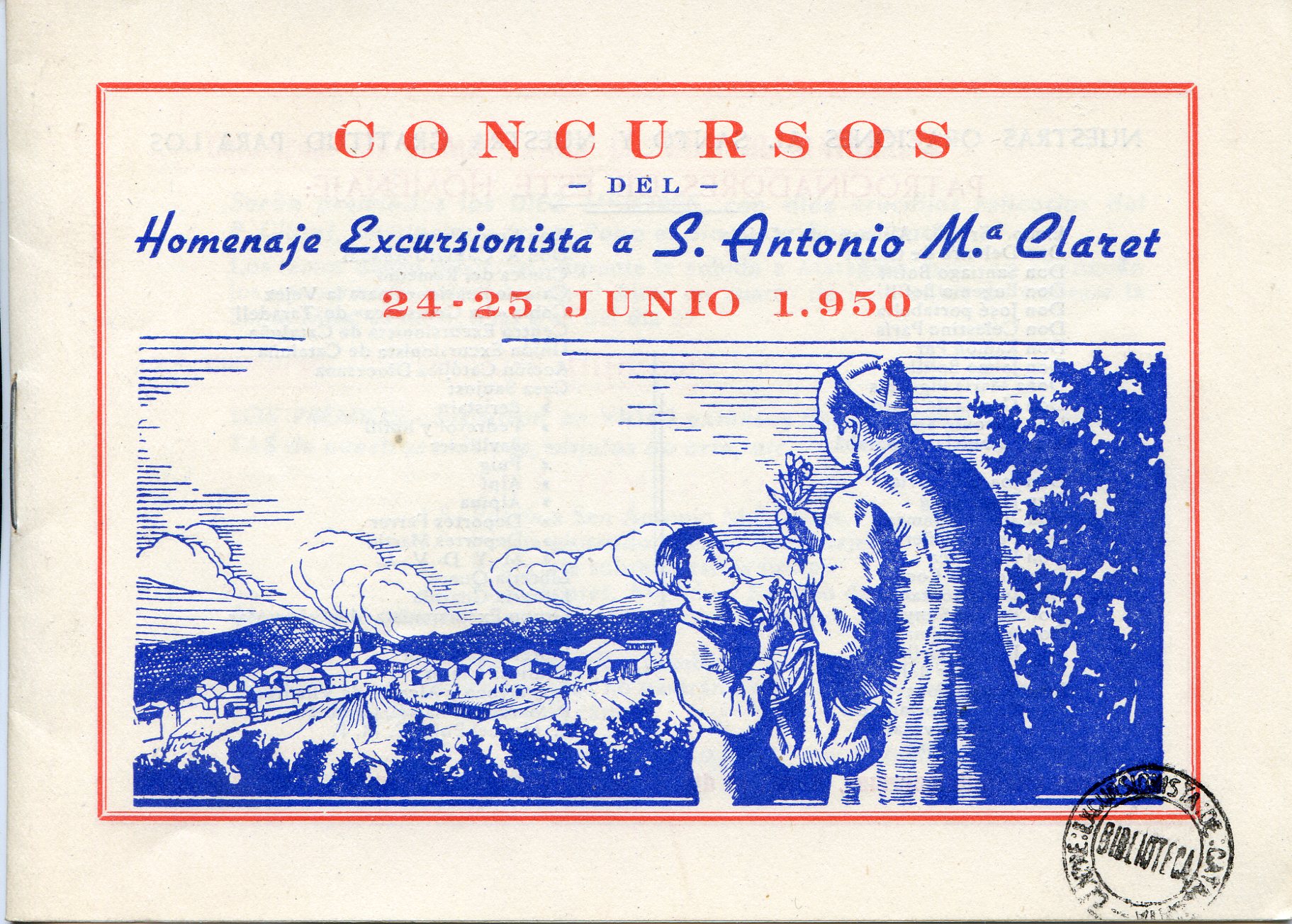 Concursos del Homenaje Excursionista a S. Antonio M.ª Claret : 24 - 25 Junio 1.950 - Portada