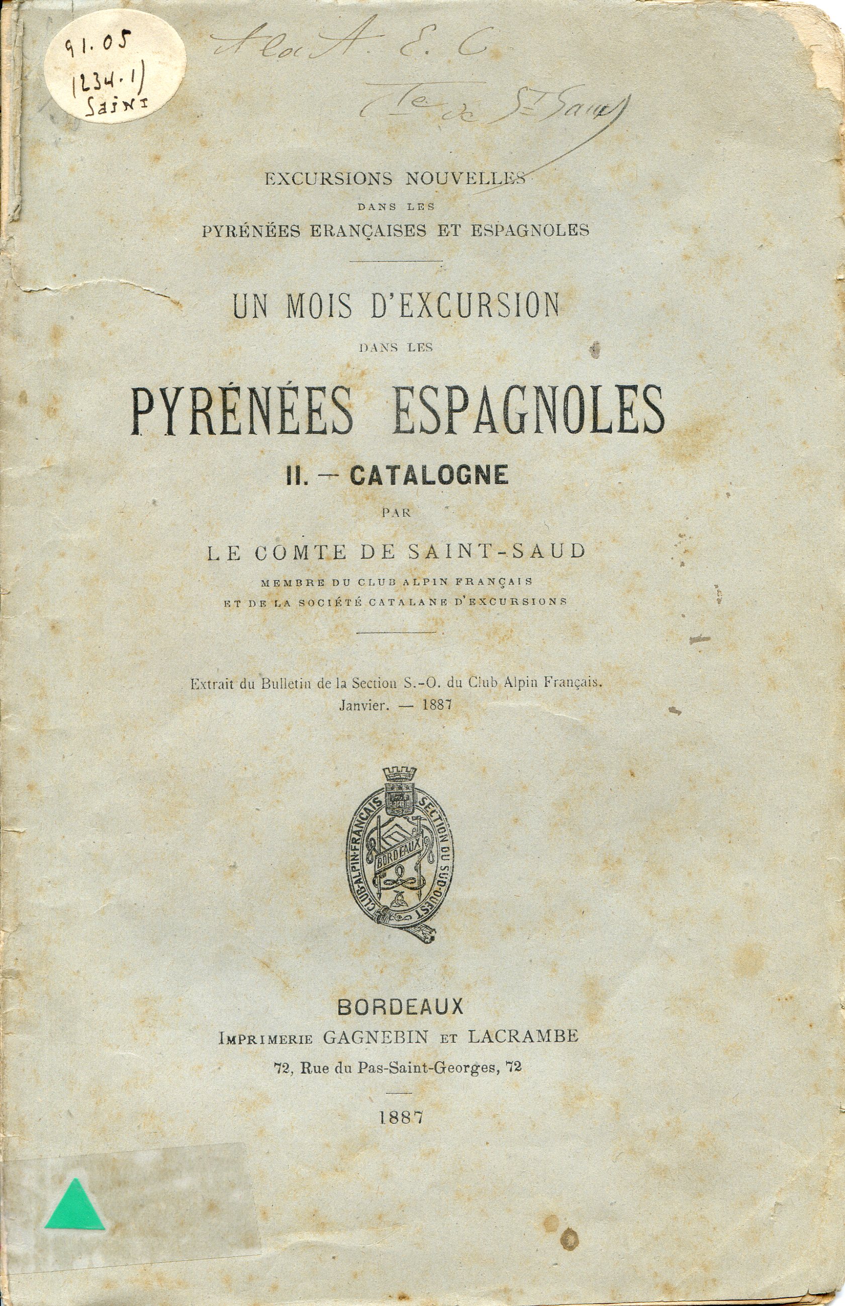 Mois d'excursion dans les Pyrénées espagnoles II.- Catalogne - Portada