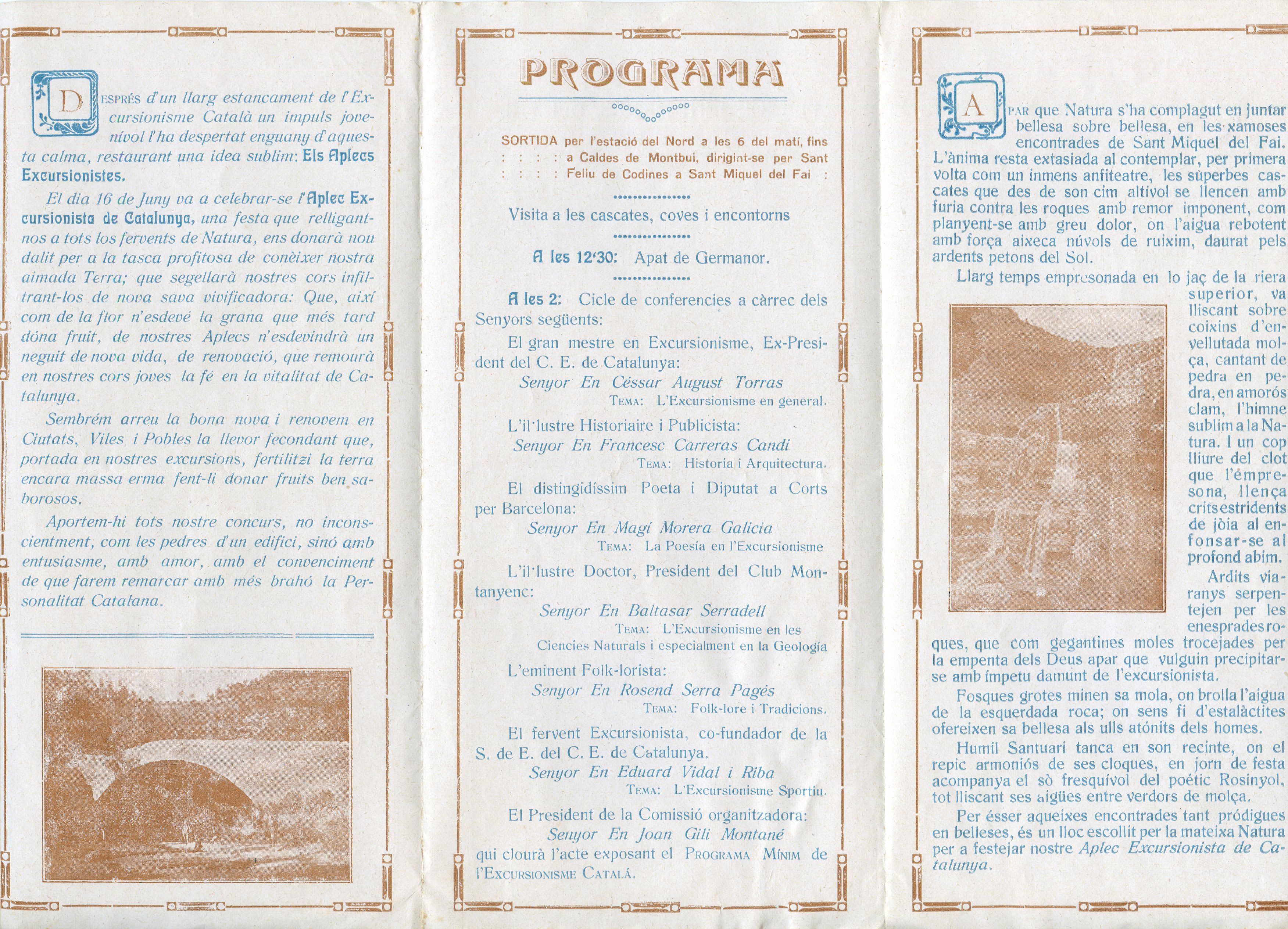 Aplec Excursionista de Catalunya : 16 Juny 1918 : Sant Miquel del Fai : Organitzador d'enguany C.D.Júpiter (Secció Excursionista) - Miniatura 3