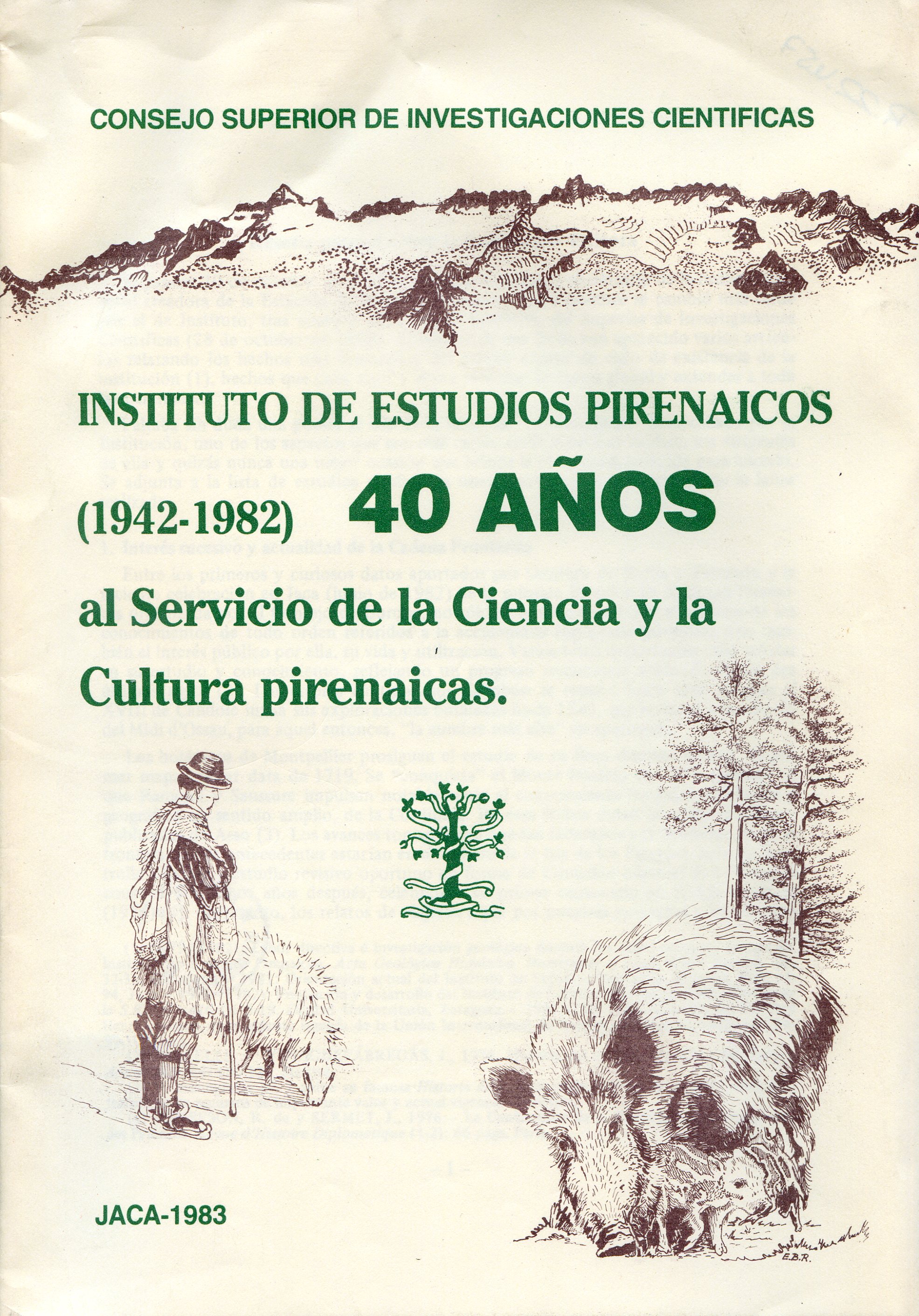 Instituto de Estudios Pirenaicos (1942-1982) 40 años al Servicio de la Ciencia y la Cultura pirenaicas - Portada