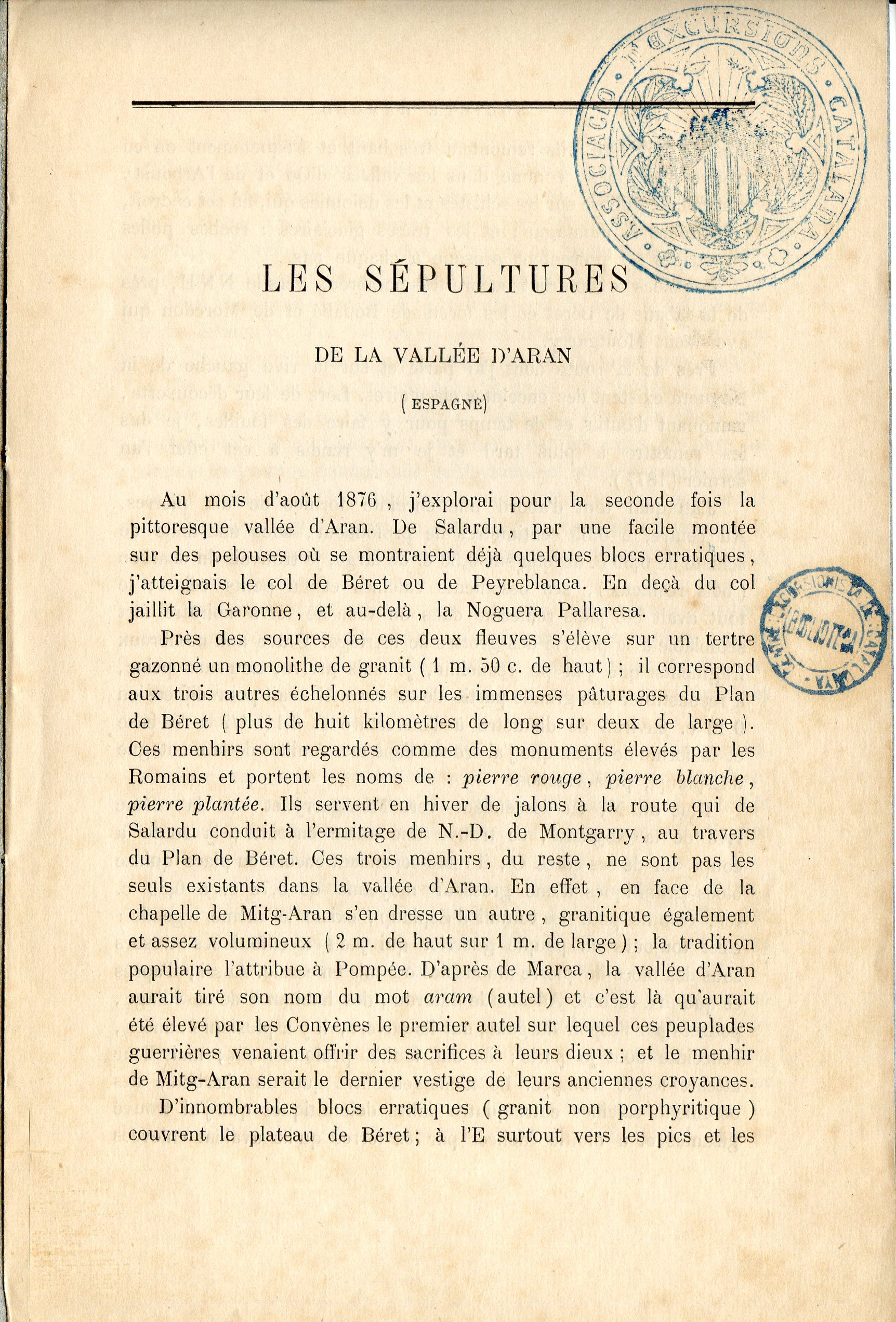 Sépultures de la Vallée d'Aran, Les (Espagne) - Portada