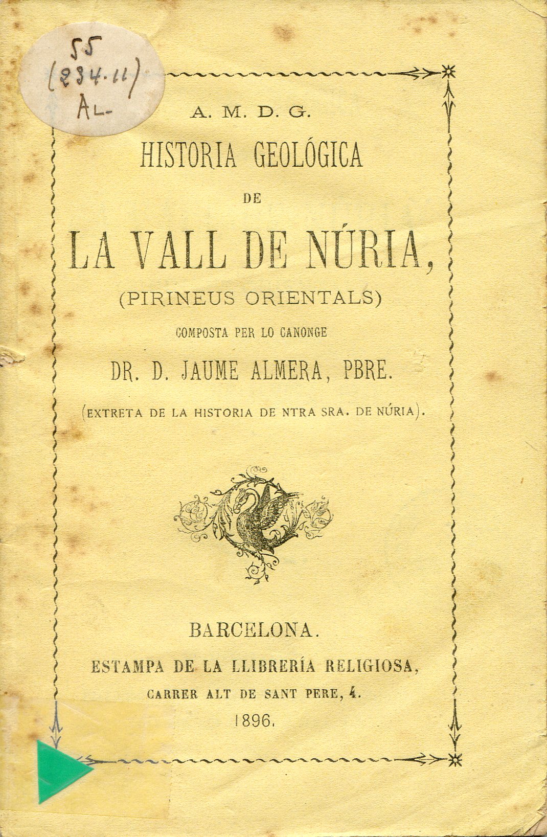 Historia geológica de La Vall de Núria (Pirineus Orientals) - Portada