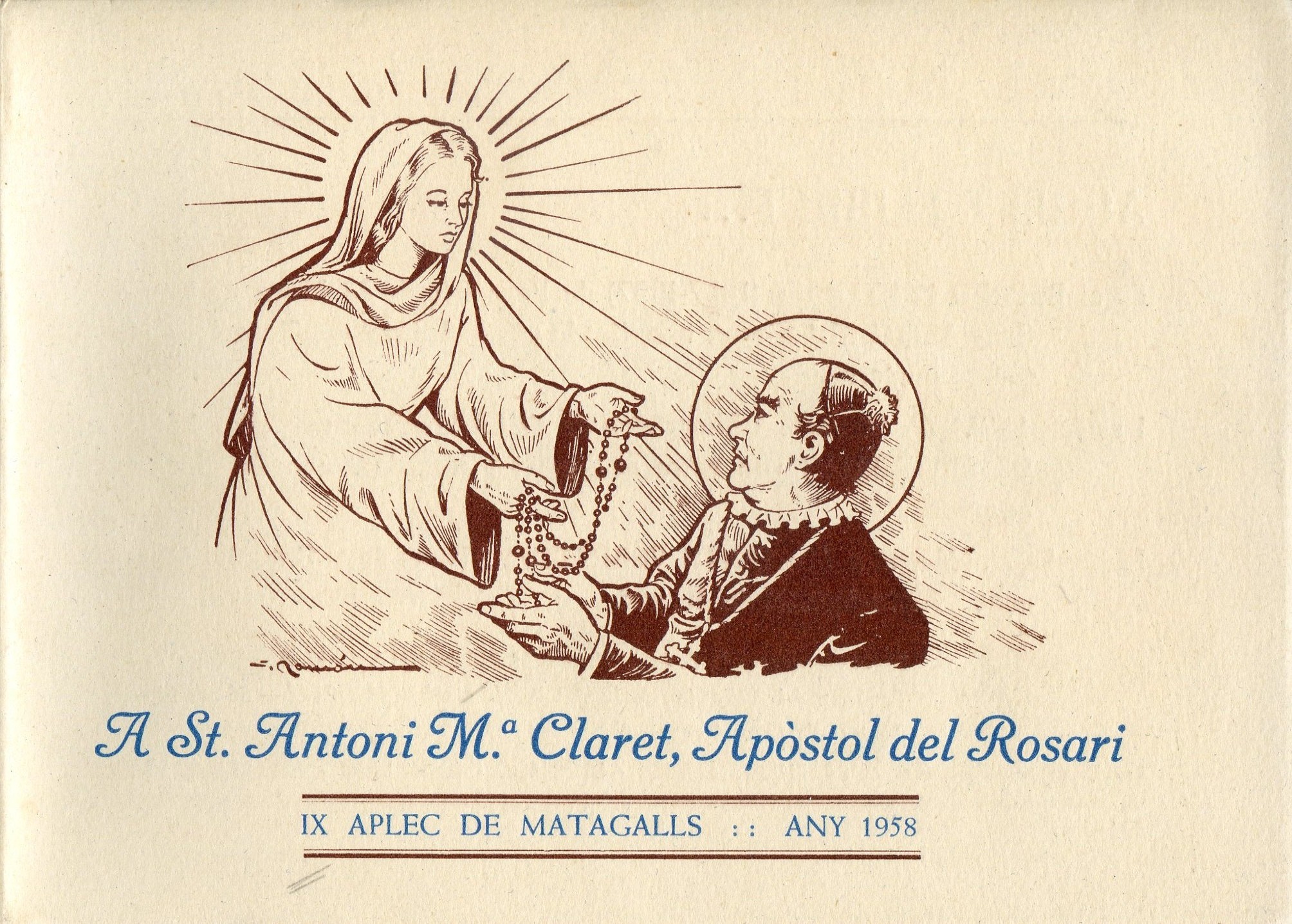 A St. Antoni M.ª Claret, Apòstol del Rosari : IX Aplec de Matagalls : Any 1958 - Portada