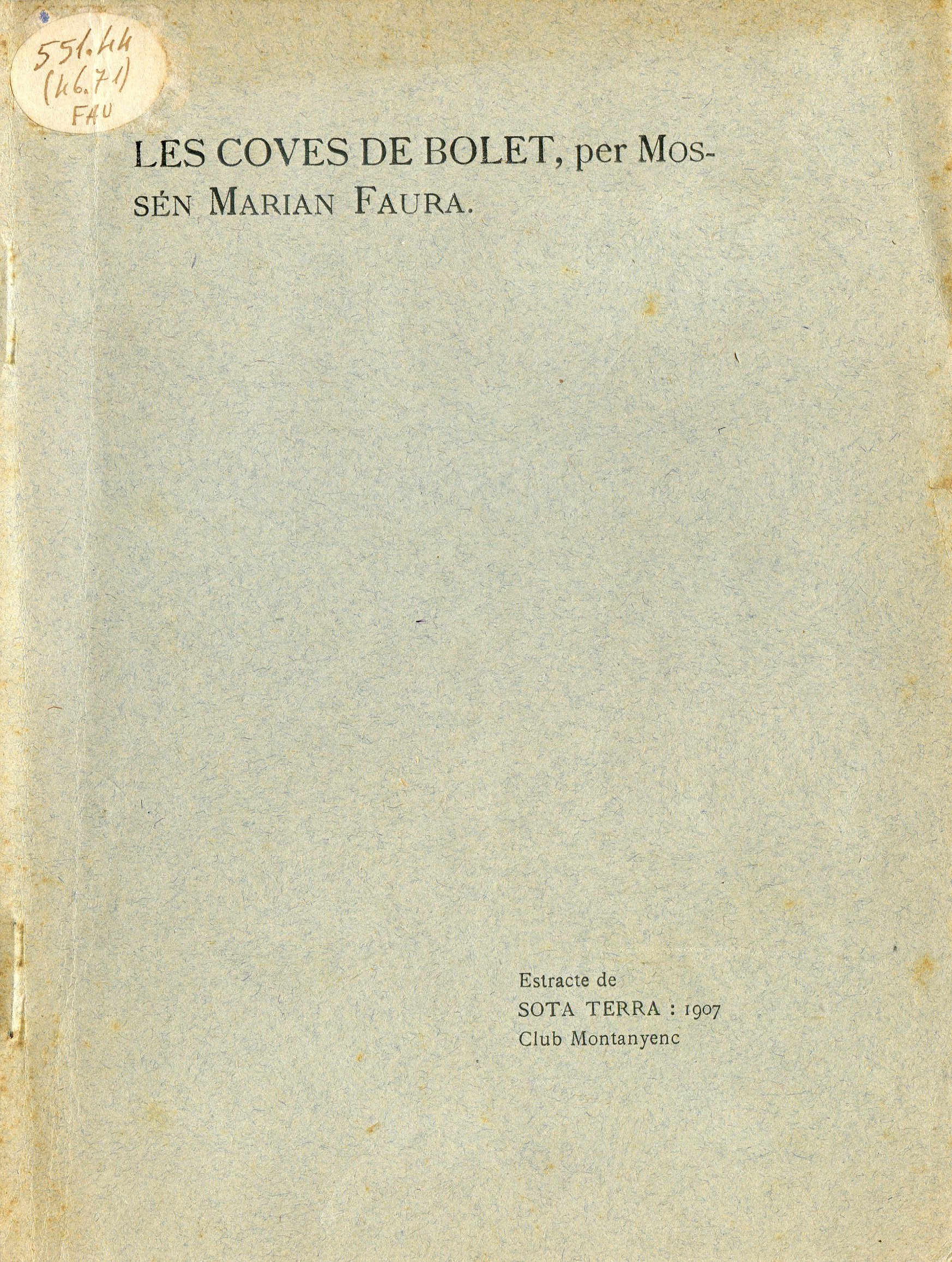 Coves de Bolet, Les - Portada