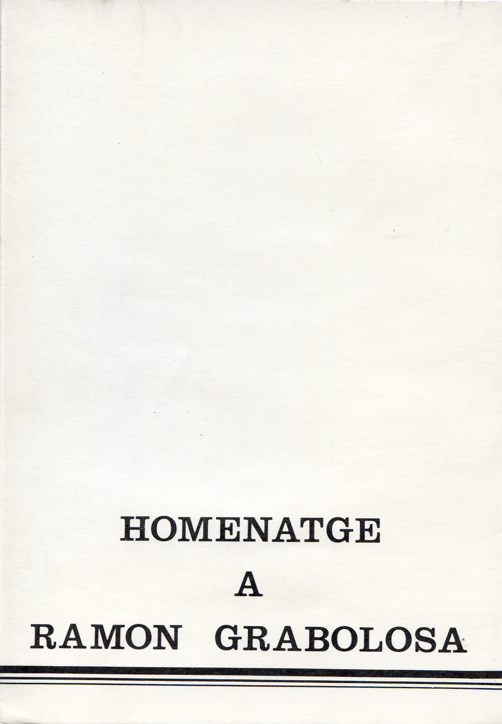 Homenatge a Ramon Grabolosa - Portada