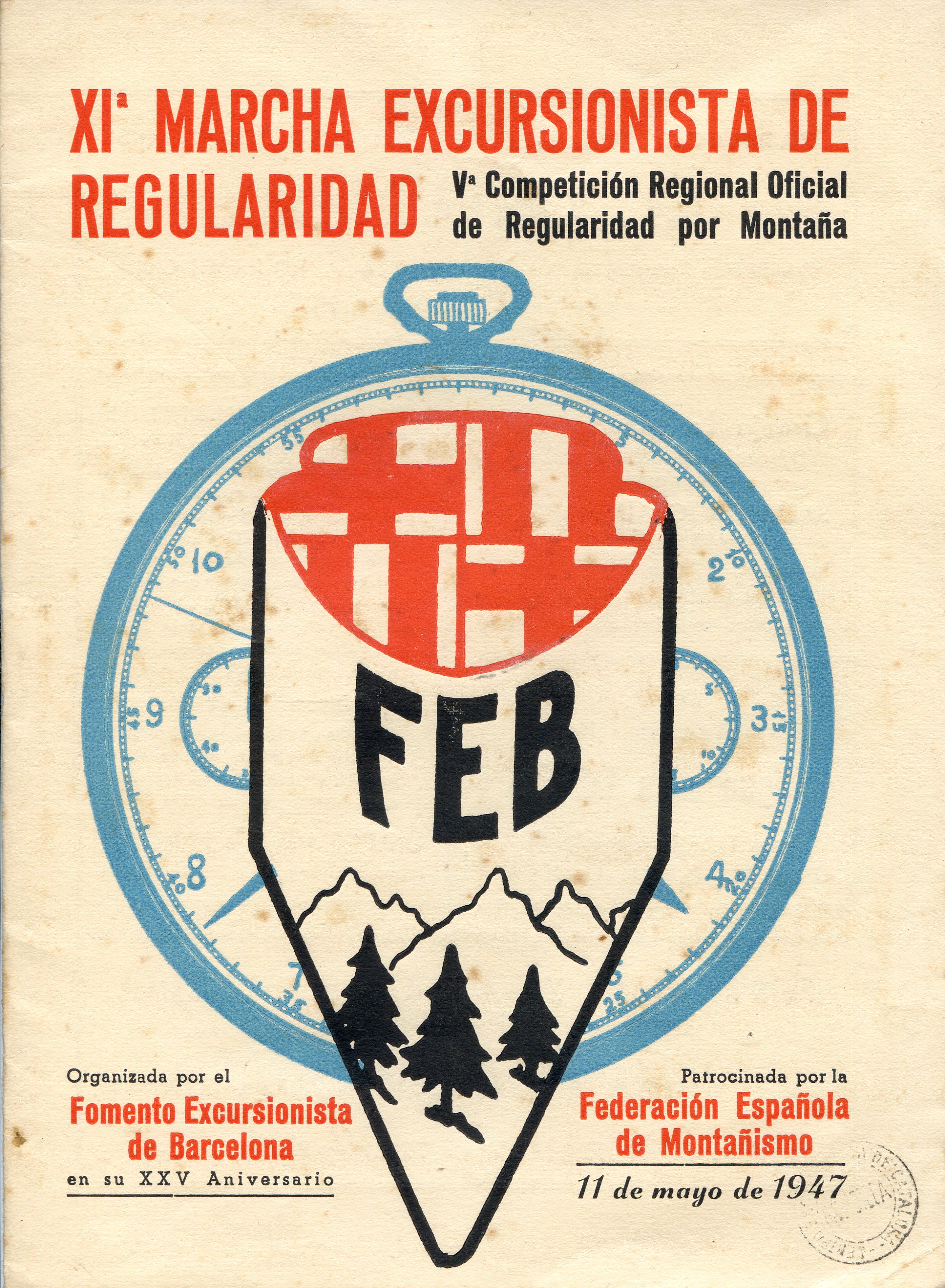 XIa Marcha Excursionista de Regularidad : Vª Competición Regional Oficial de Regularidad por Montaña : 11 de mayo de 1947 - Portada