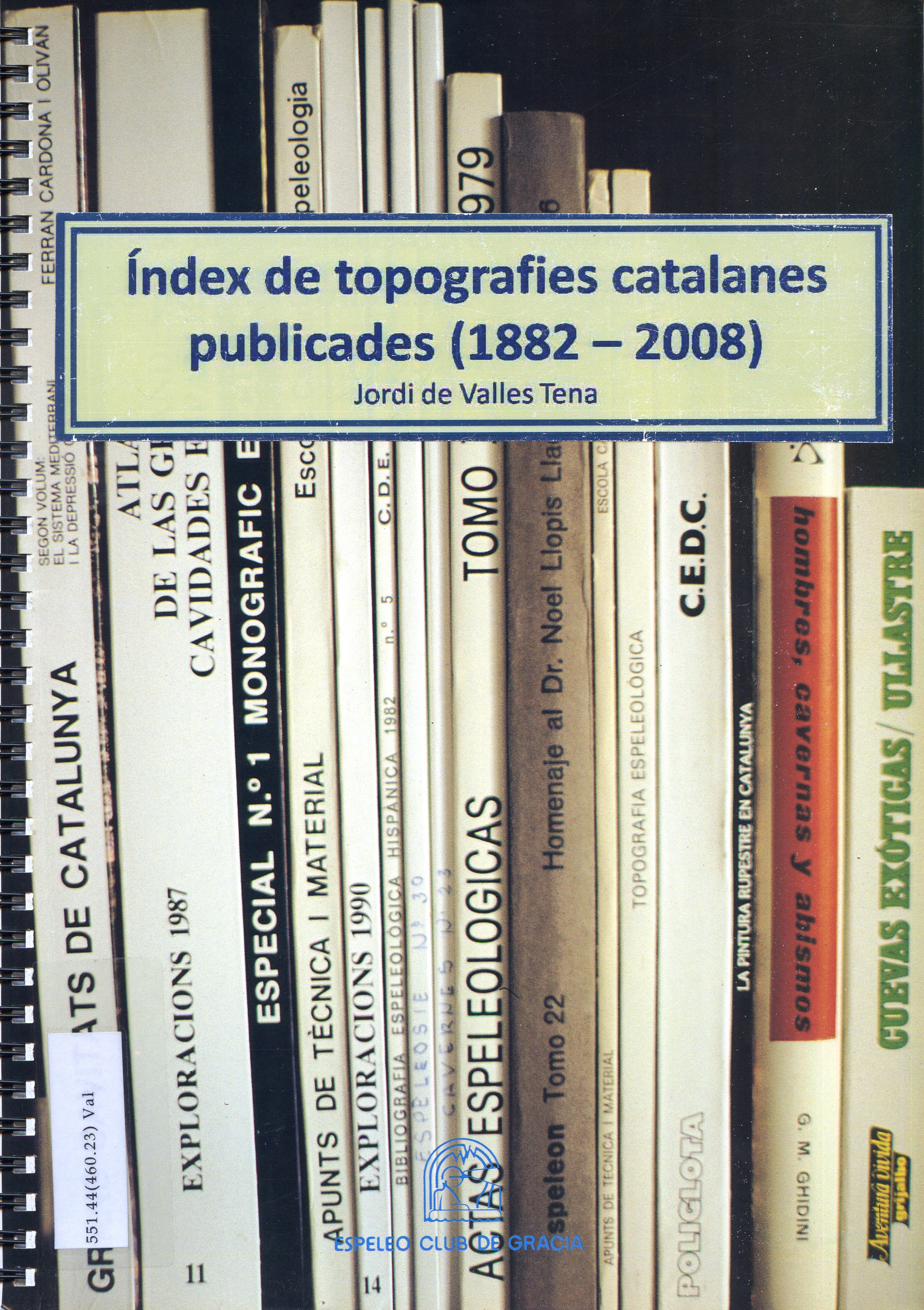 Índex de topografies catalanes publicades (1882 - 2008) - Portada