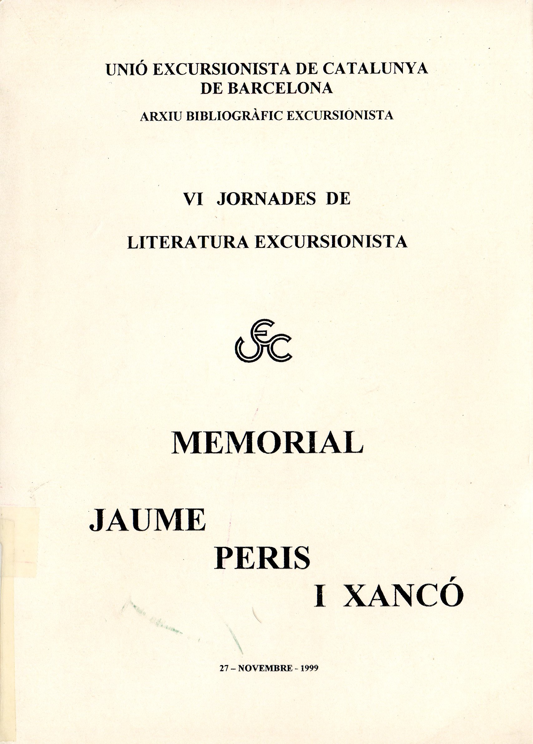 V Jornades de Literatura Excursionista : Memorial Josep Buch i Parera : 25 - octubre - 1977 - Portada