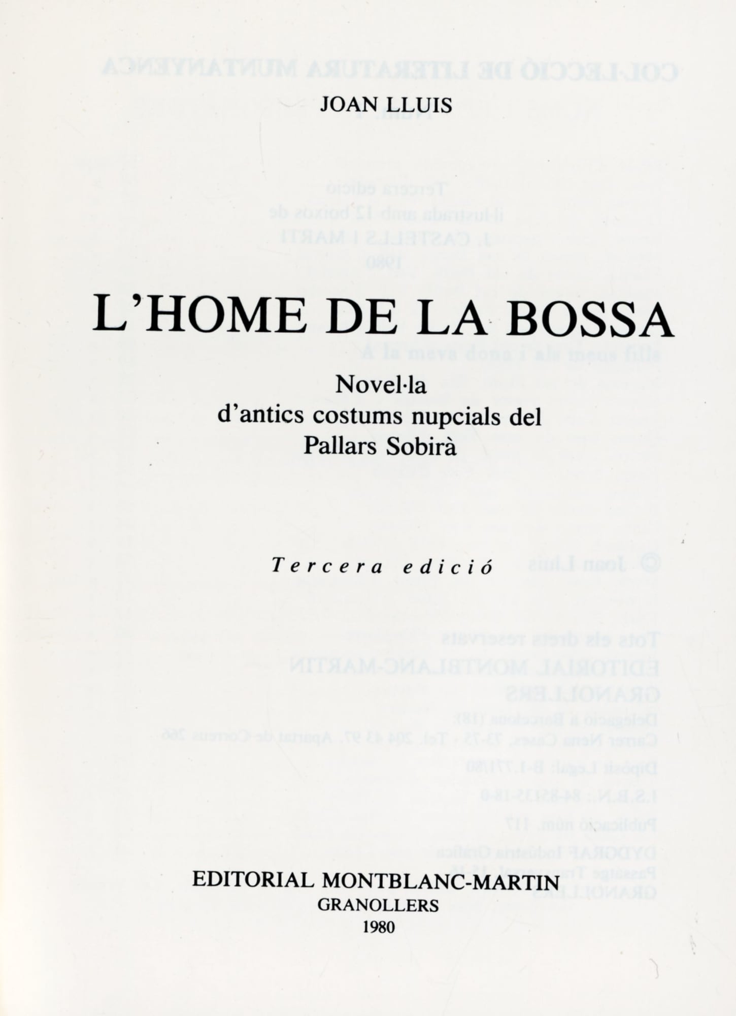 home de la bossa, L : Novel·la d'antics costums nupcials del Pallars Sobirà - Miniatura 2